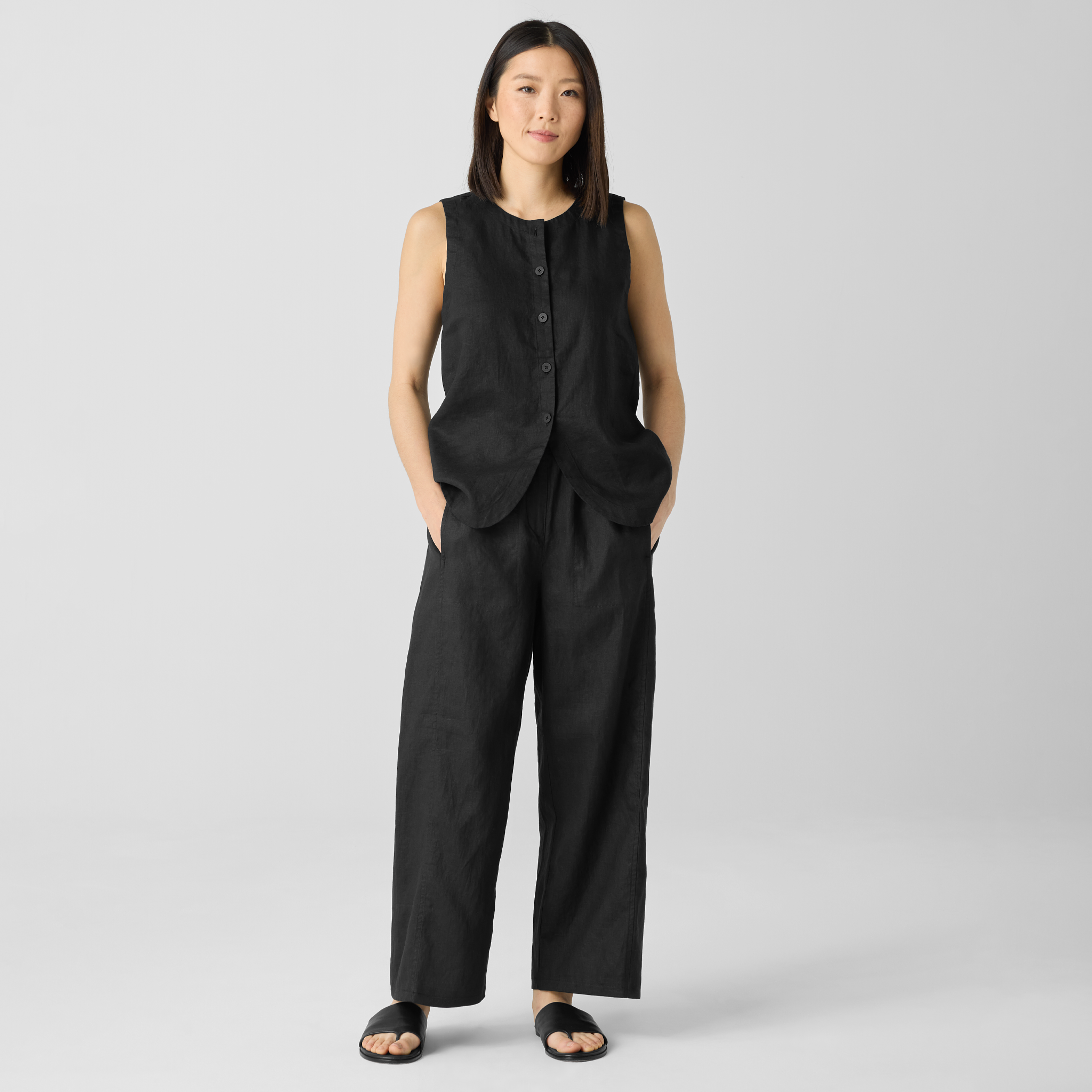 Organic Linen Wide-Leg Trouser Pant