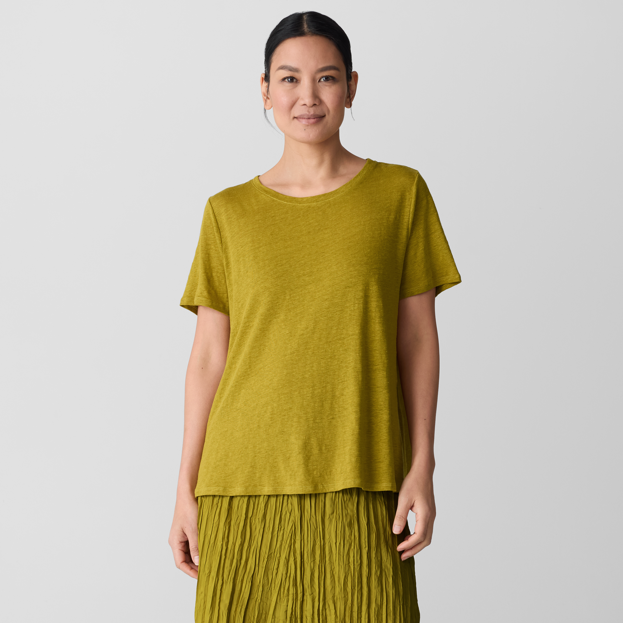 Organic Linen Jersey Crew Neck Tee | EILEEN FISHER