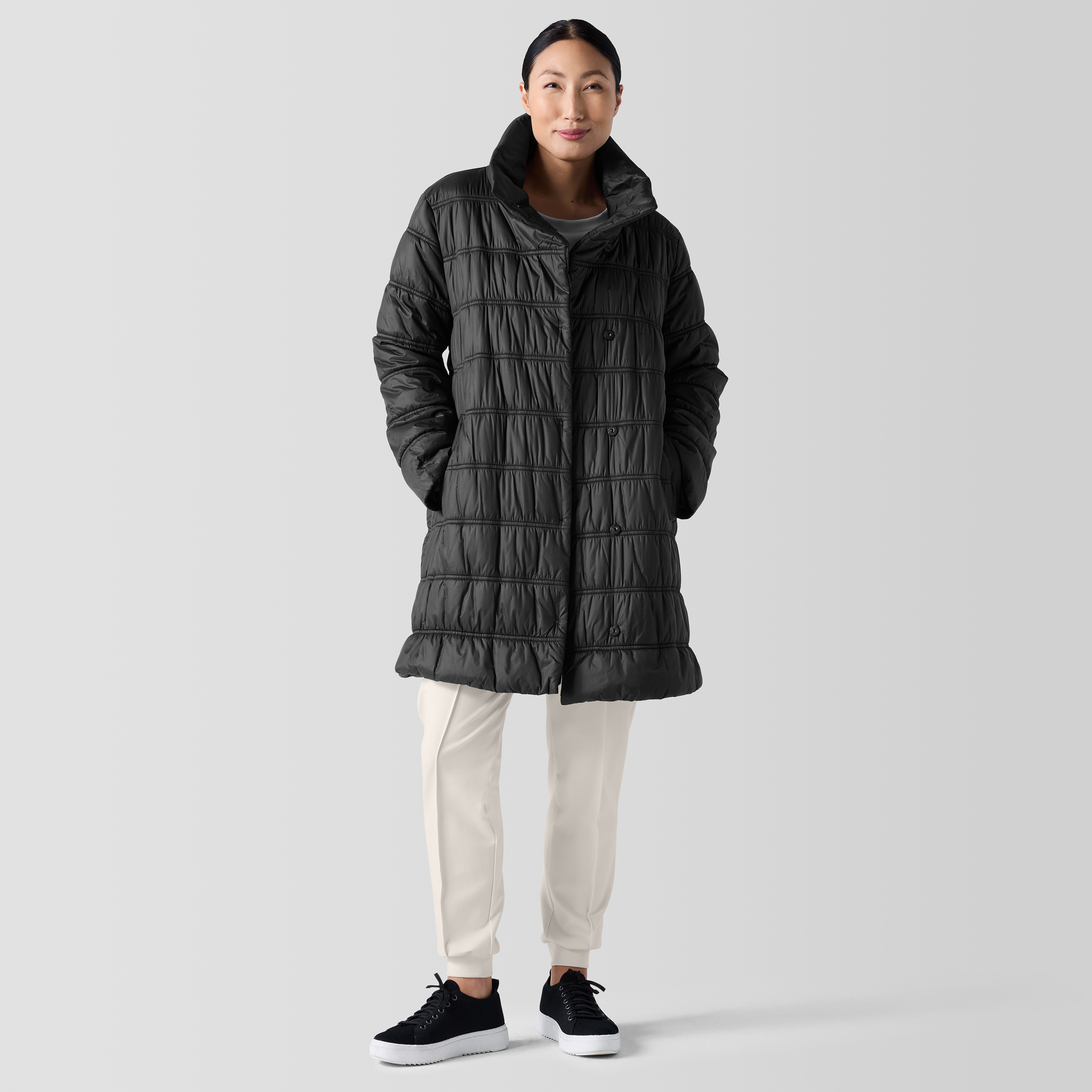 Sheller フーディ Silk Georgette Crepe Stand Collar Top | EILEEN FISHER