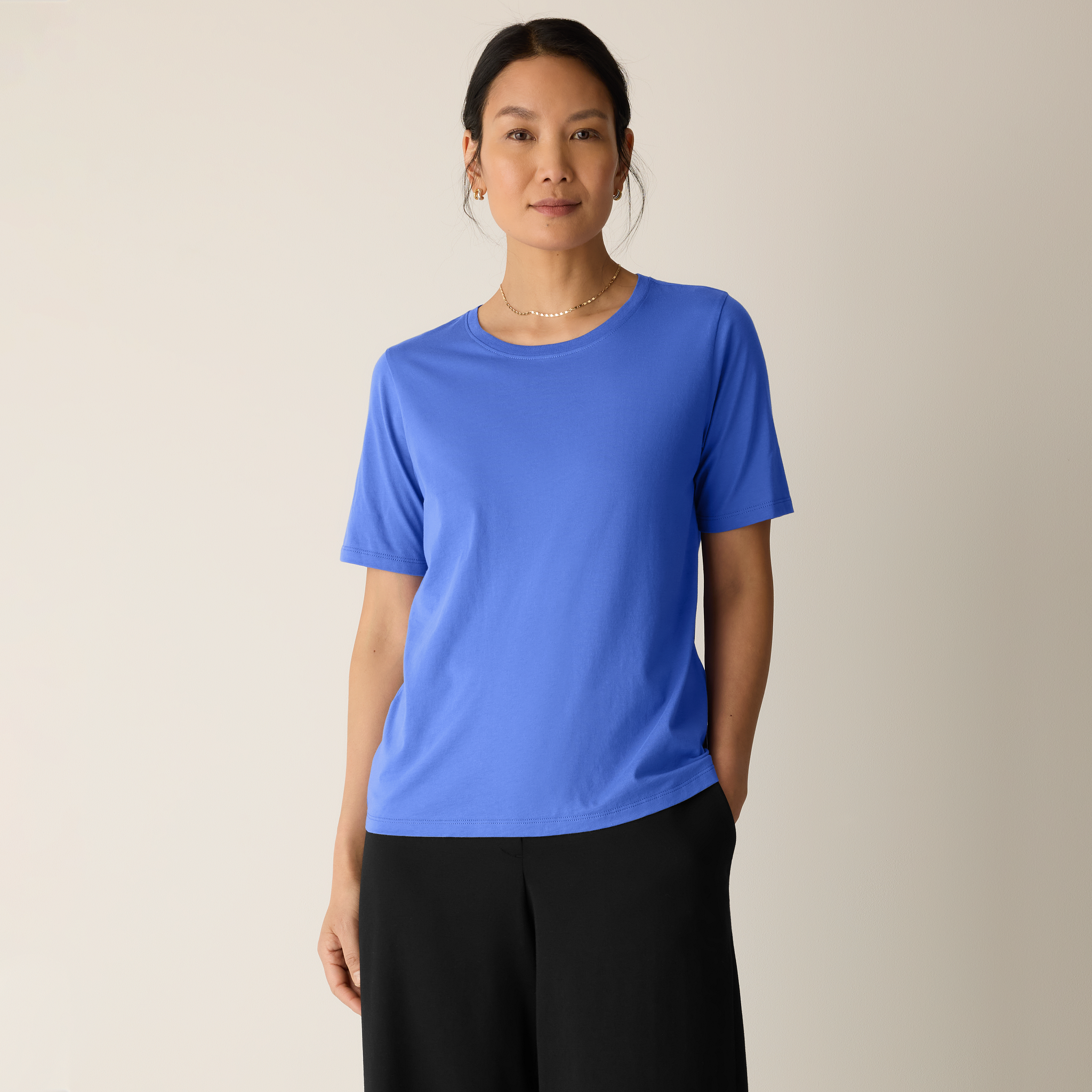 Organic Pima Cotton Jersey Round Neck Tee from EILEEN FISHER - $88