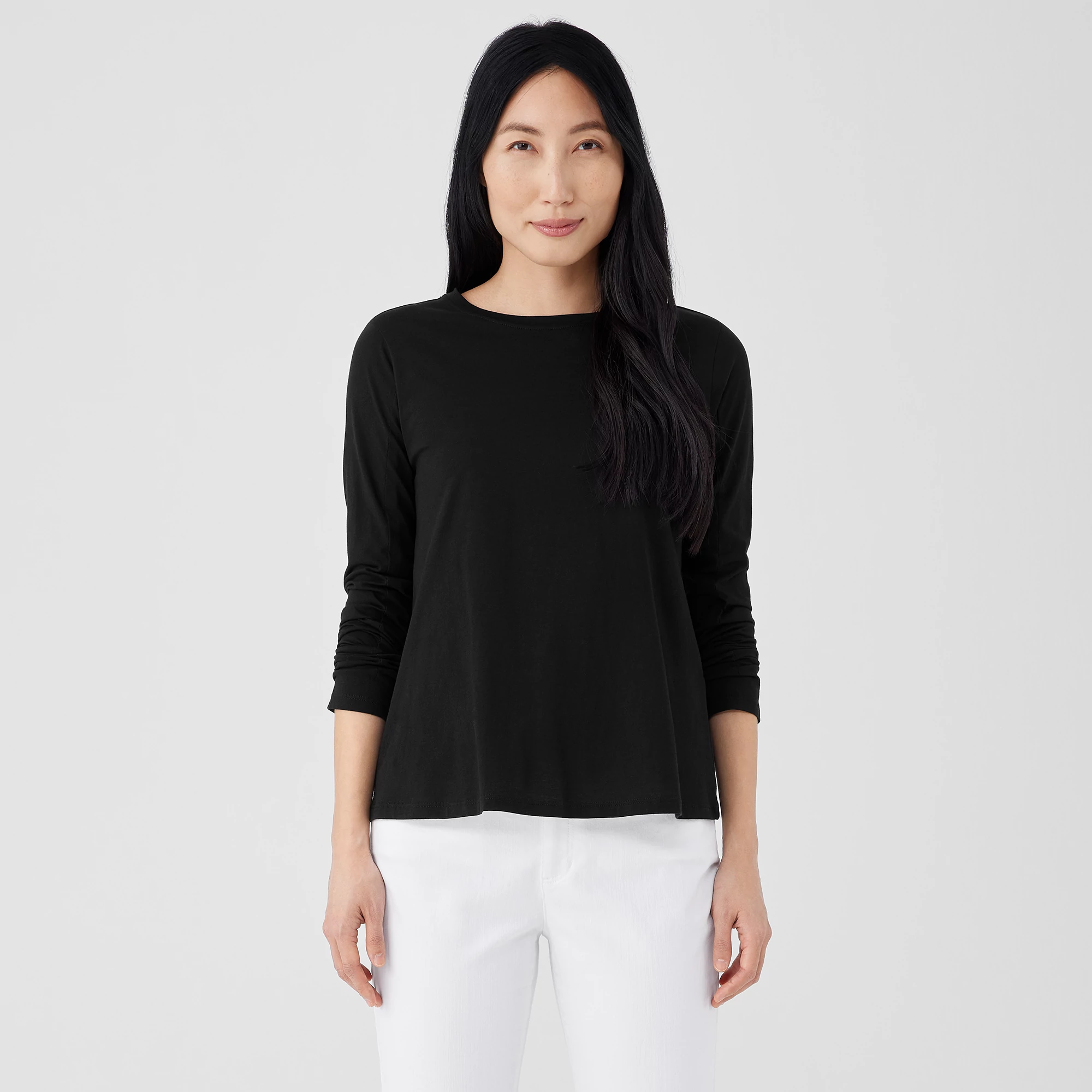 Organic Pima Cotton Jersey Long-Sleeve Tee | EILEEN FISHER