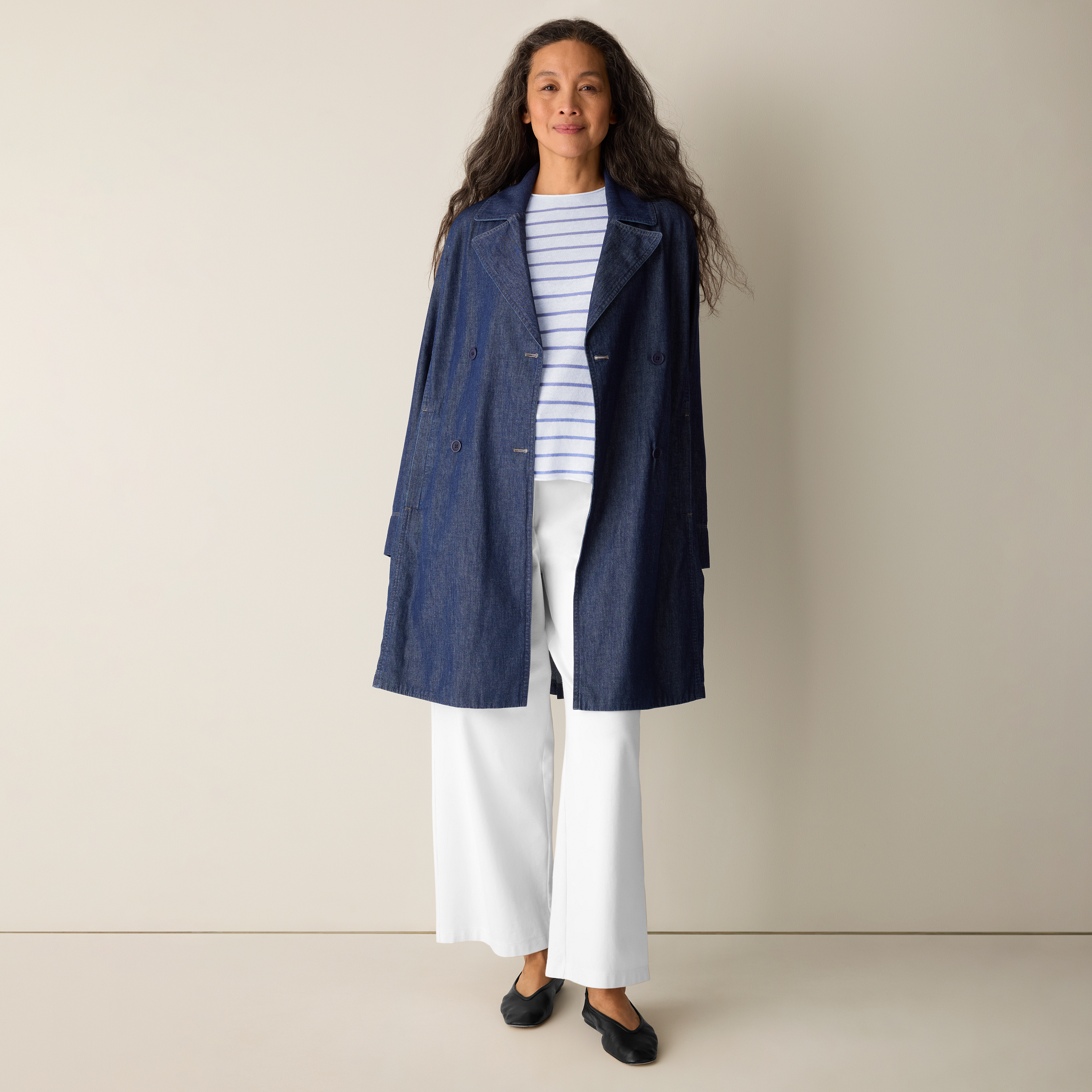 Lightweight Organic Cotton Denim Trench Coat