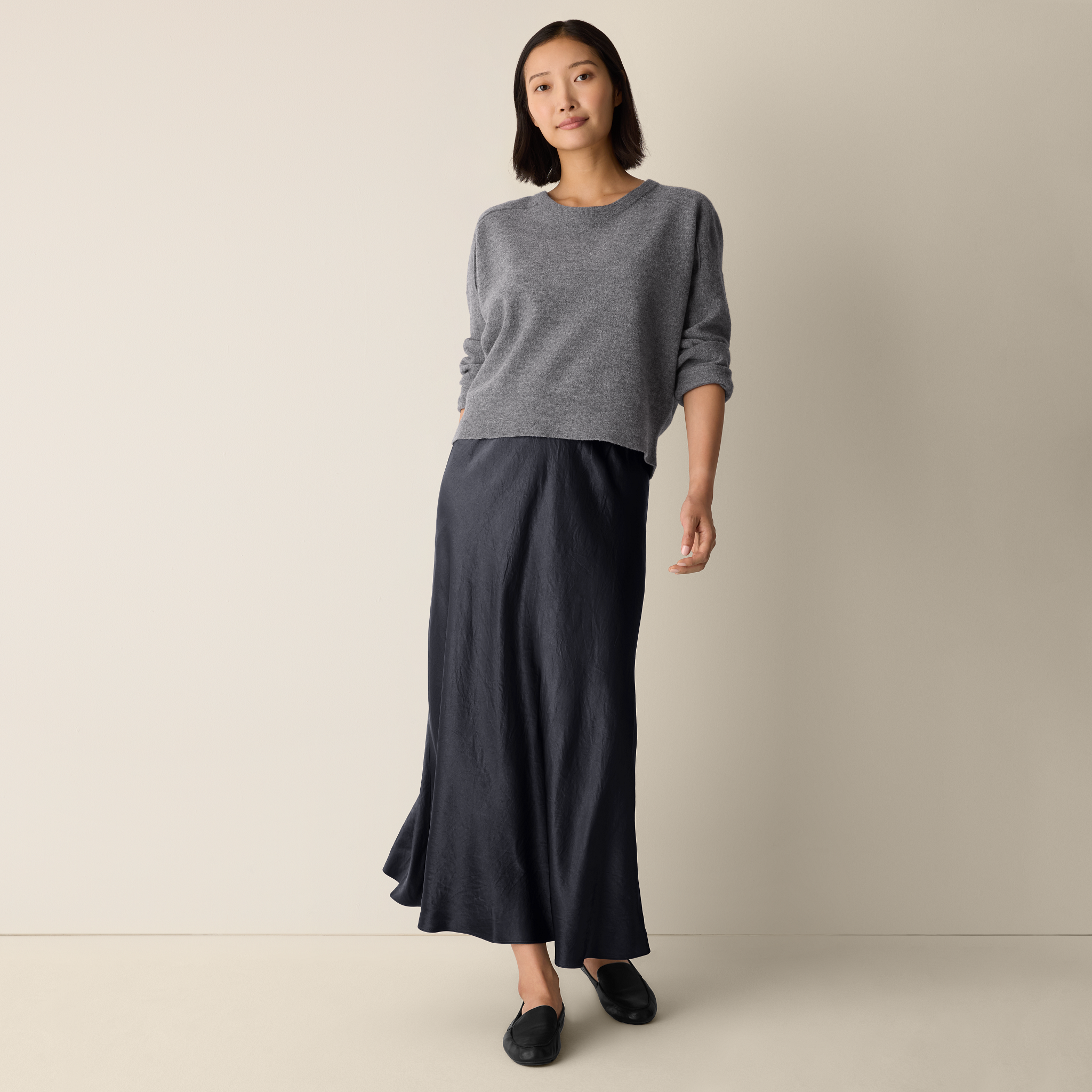 Textured Satin Slip Skirt