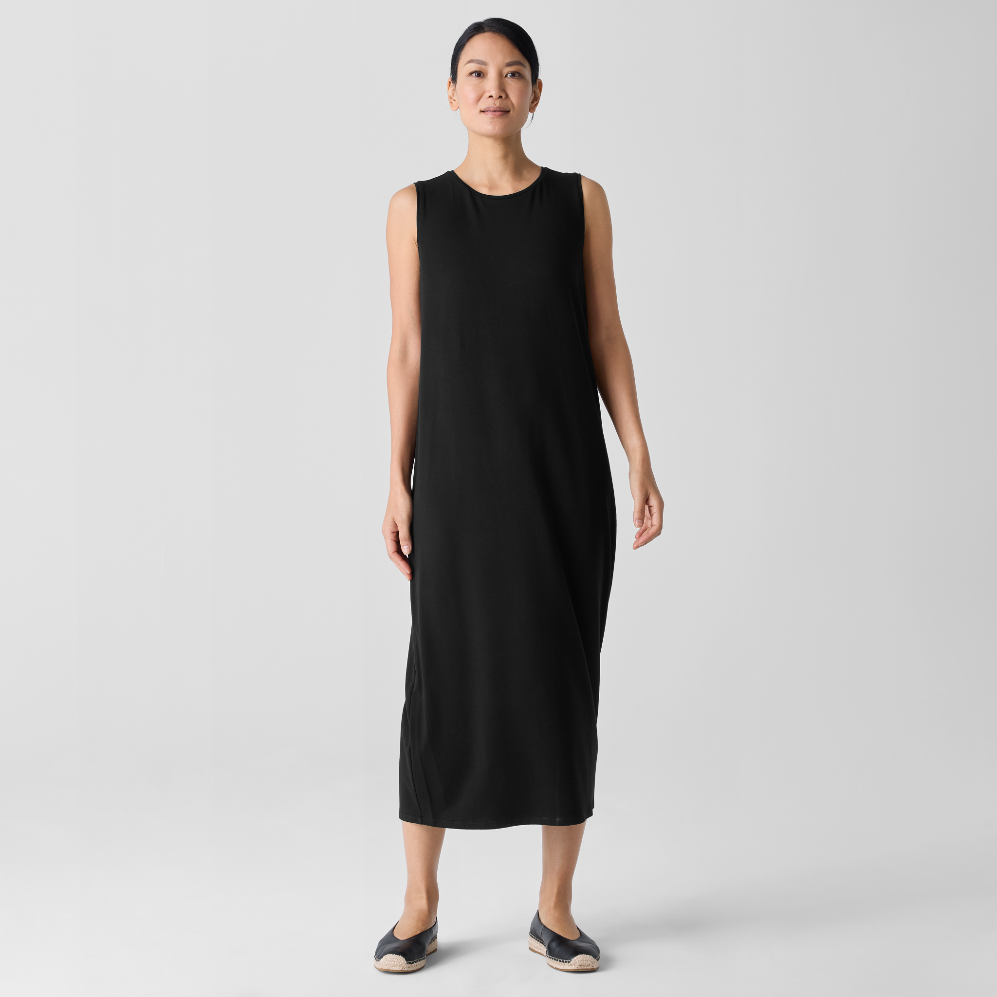 Stretch Jersey Knit Round Neck Dress