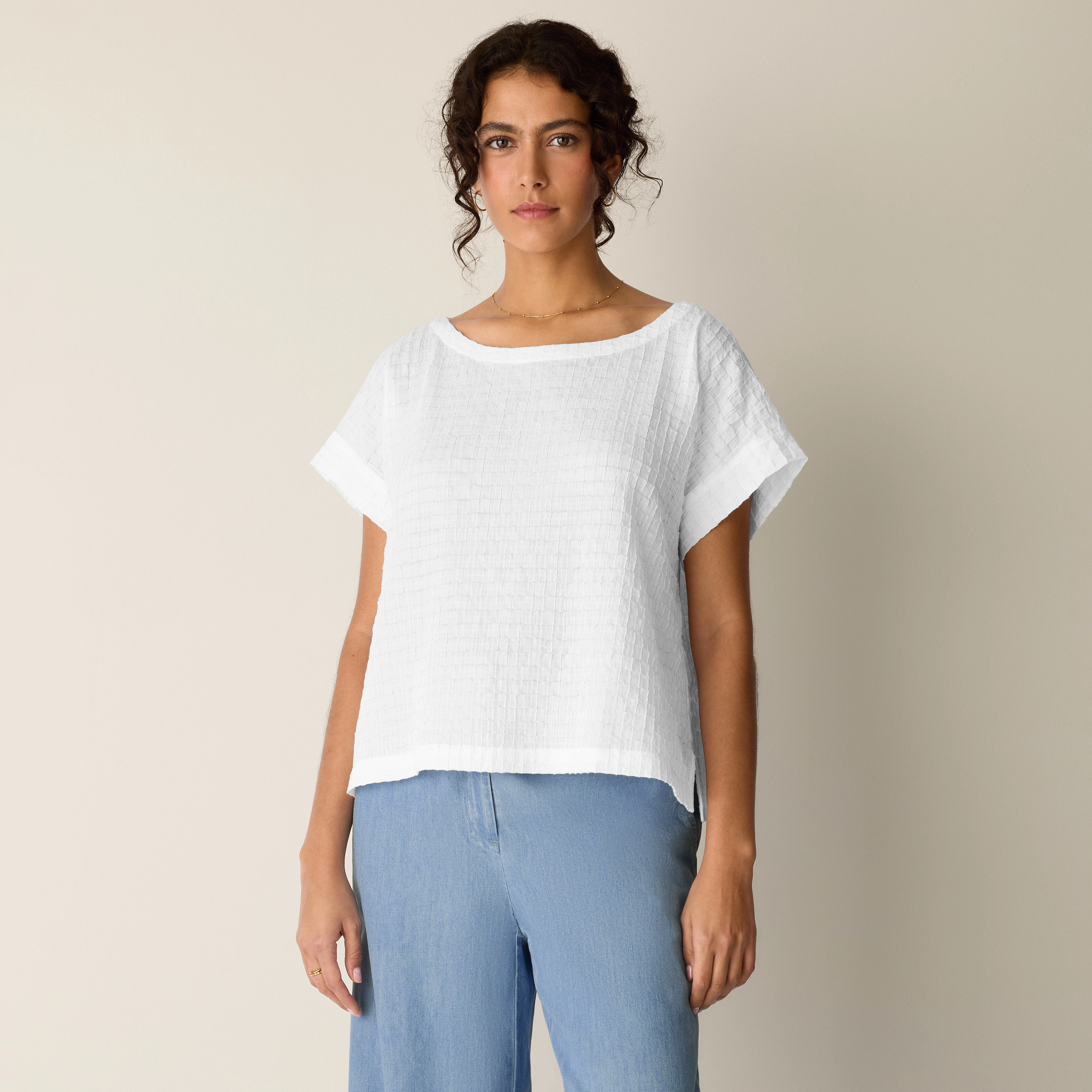 Organic Cotton Voile Box Square Top from EILEEN FISHER - $168
