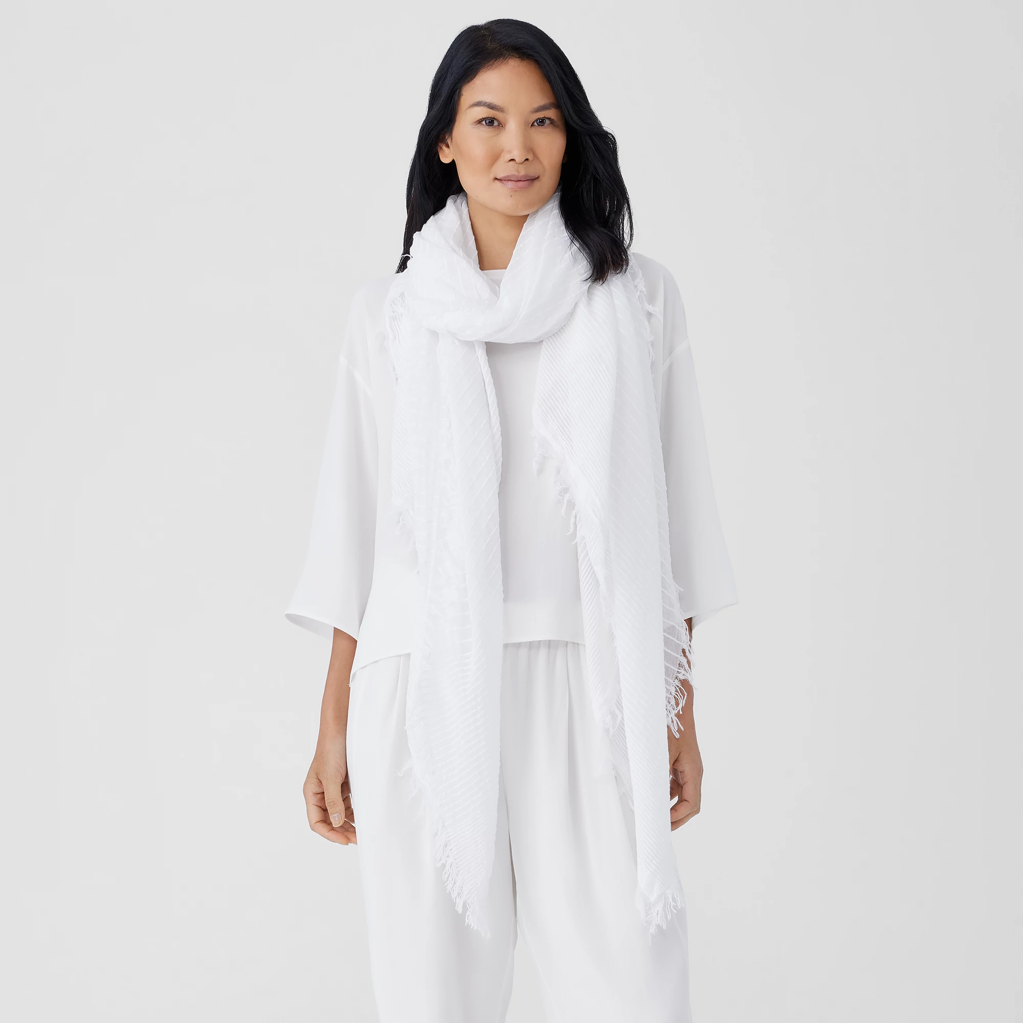 Airy Textured Stripe Scarf | EILEEN FISHER