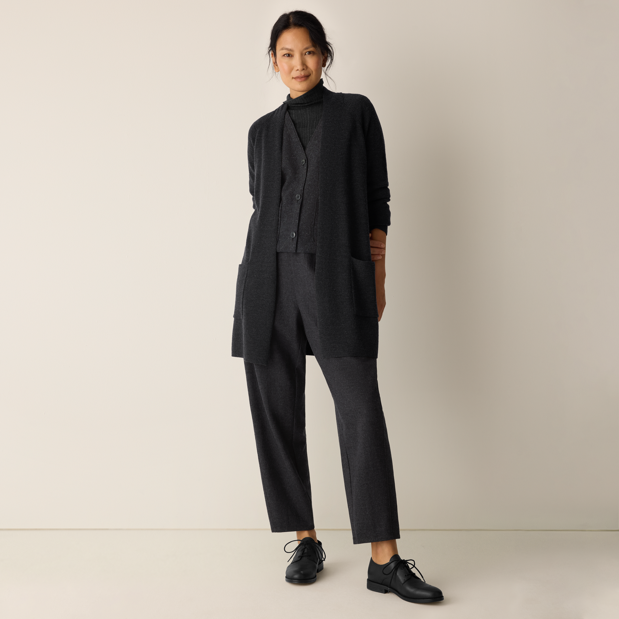 Merino Long Cardigan in Regenerative Wool