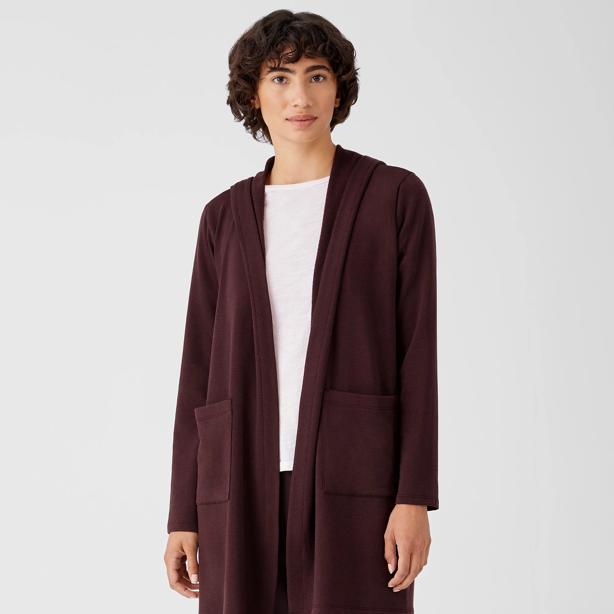 Hugging Jacket Cozy Brushed Terry Hug Hooded Jacket | EILEEN FISHER