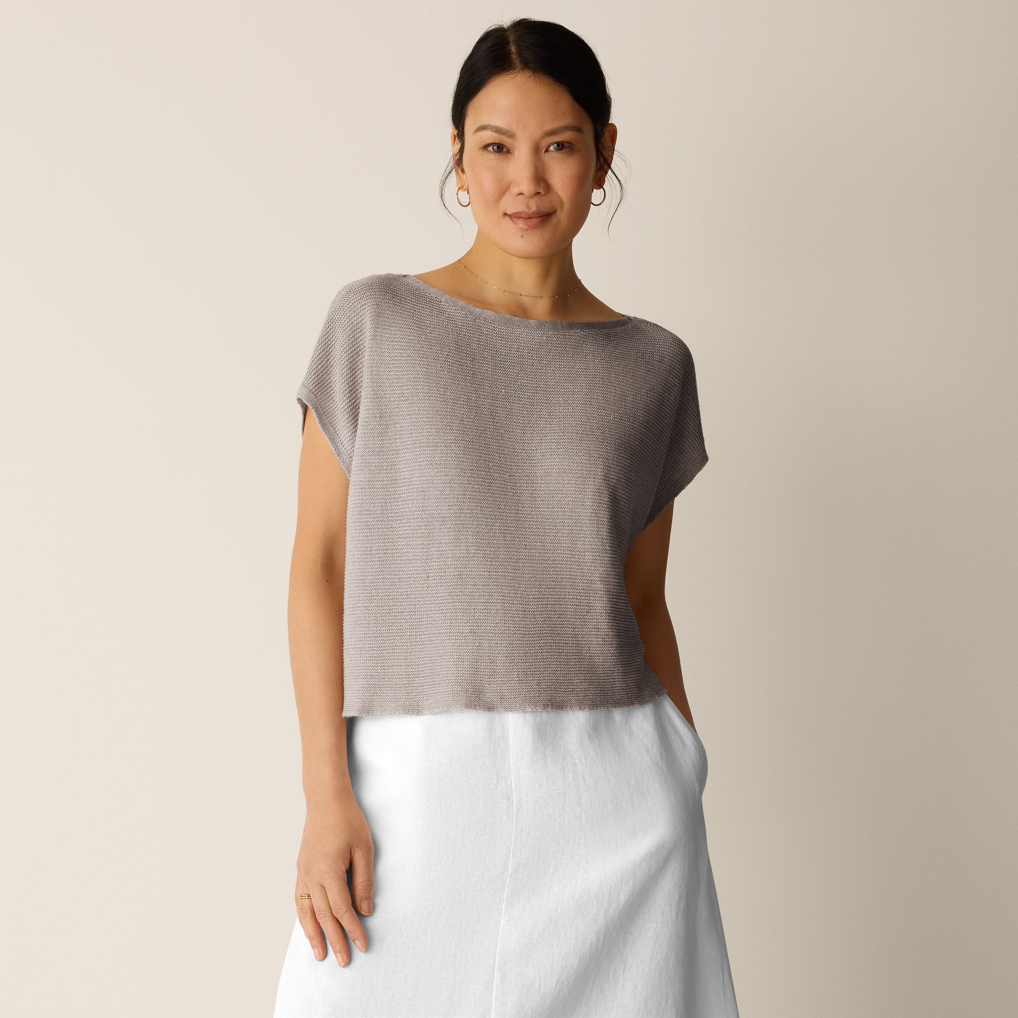 Organic Linen Délavé Square Top from EILEEN FISHER - $248