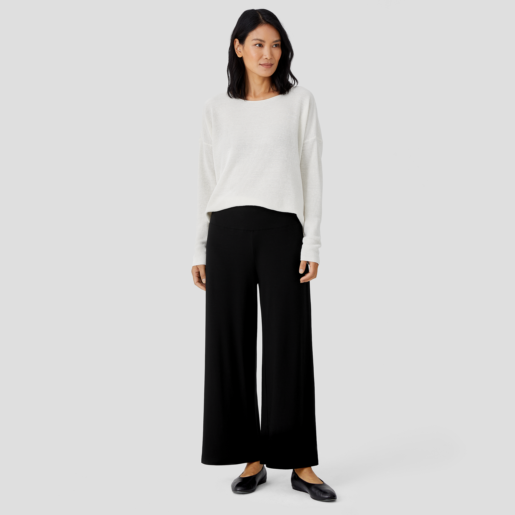 Stretch Jersey Knit WideLeg Pant EILEEN FISHER