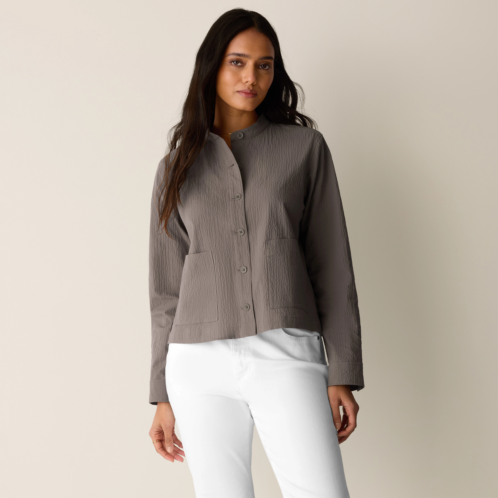 Organic Cotton Pucker Shirt Jacket