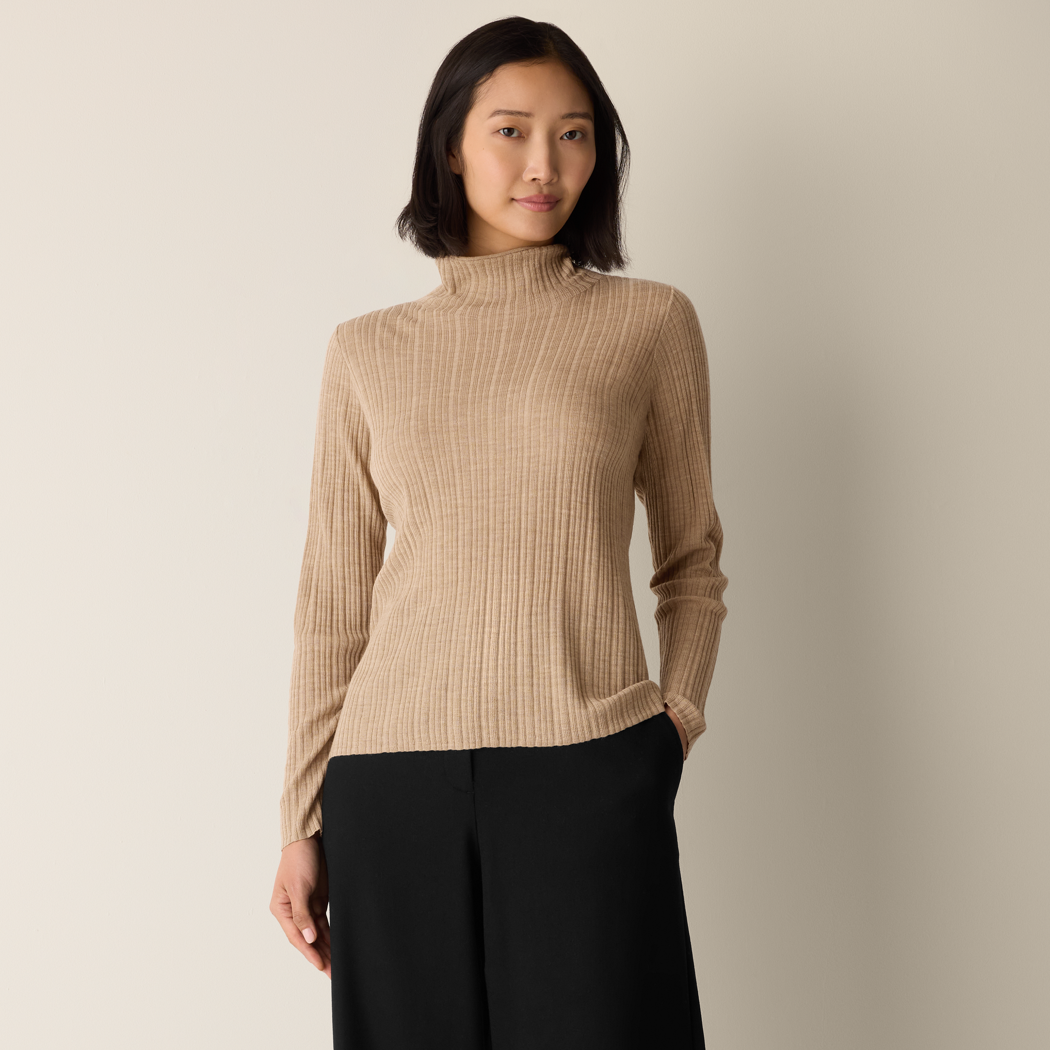 Superfine Merino Turtleneck Top in Regenerative Wool
