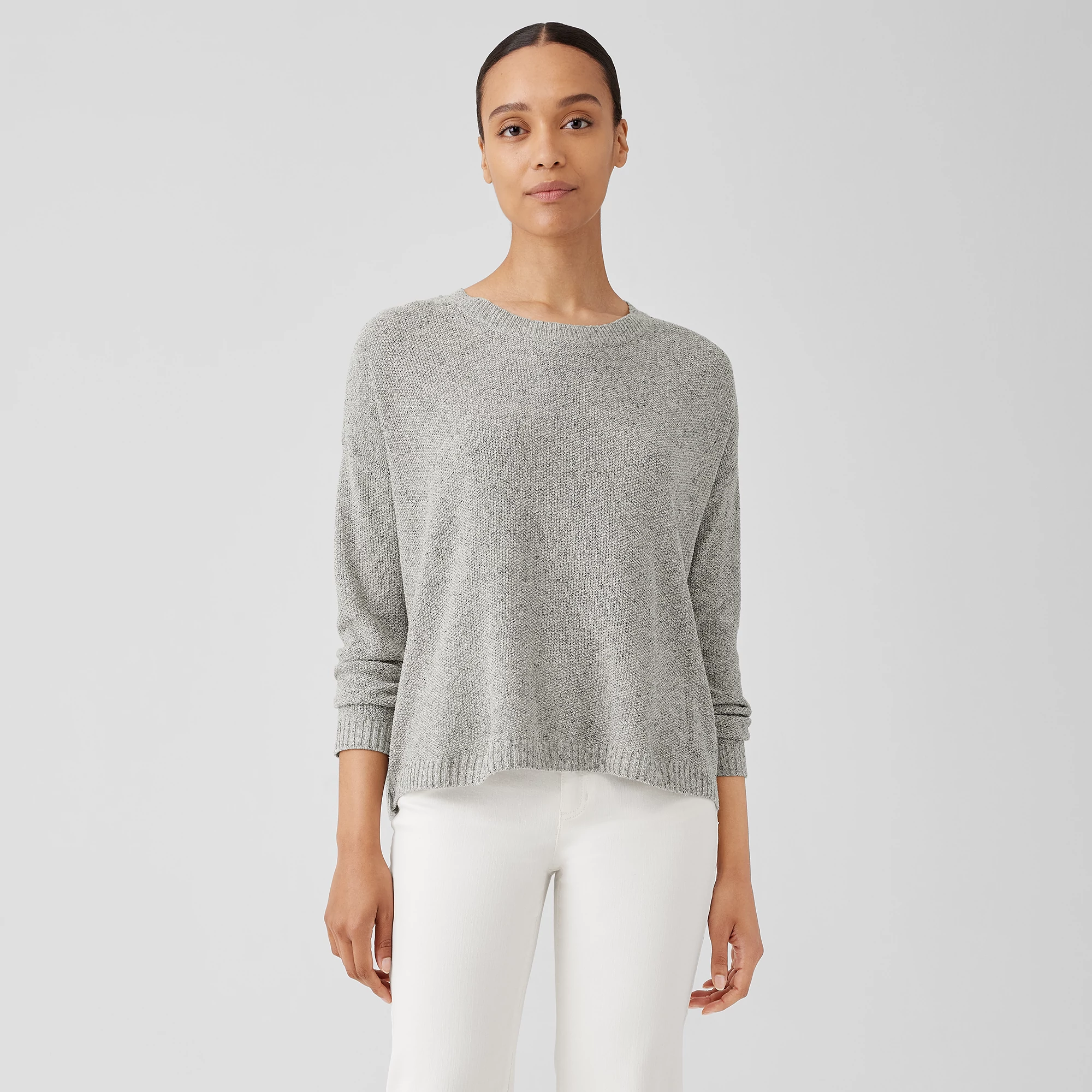 Eileen Fisher  Crew Neck Sweater レディース Sweaters Seasalt Organic Linen Jersey Crew Neck Top | EILEEN FISHER
