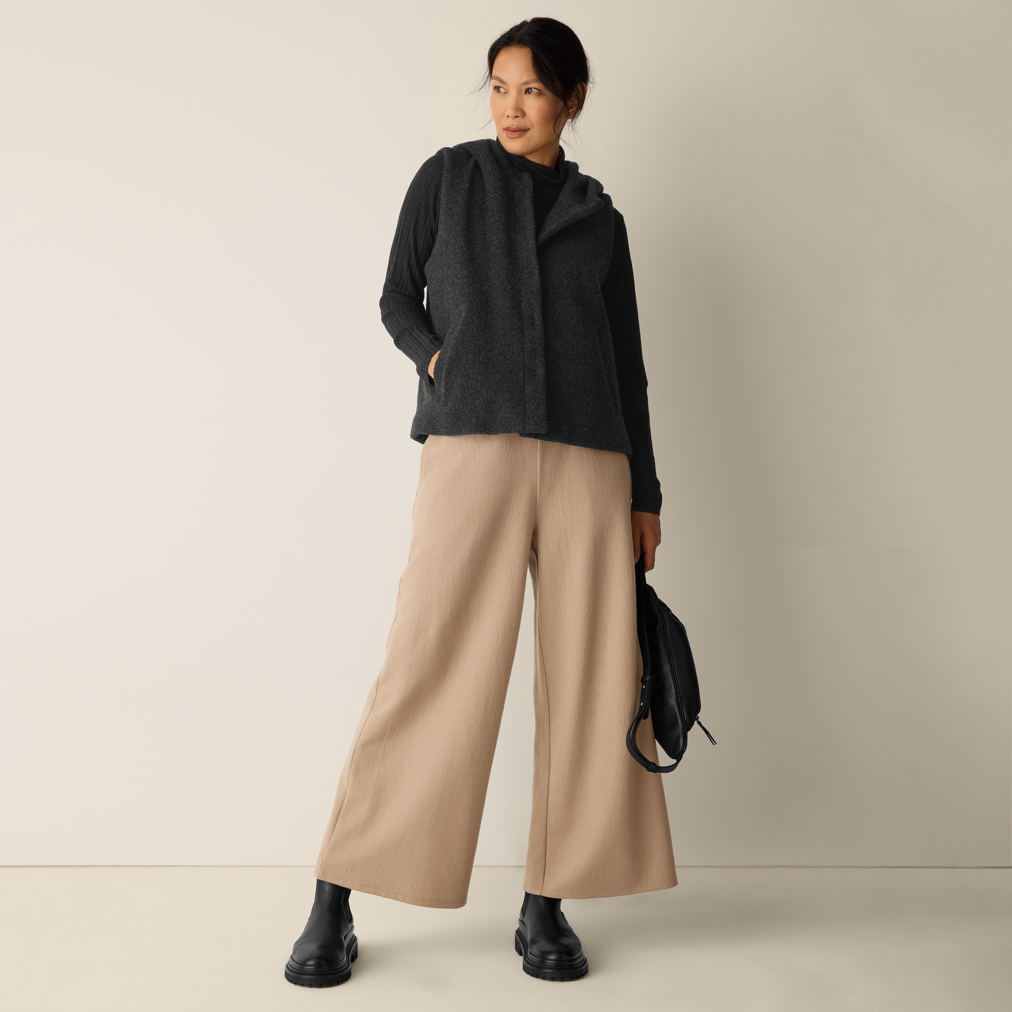 Cozy Recycled Wool Boucle Hooded Vest