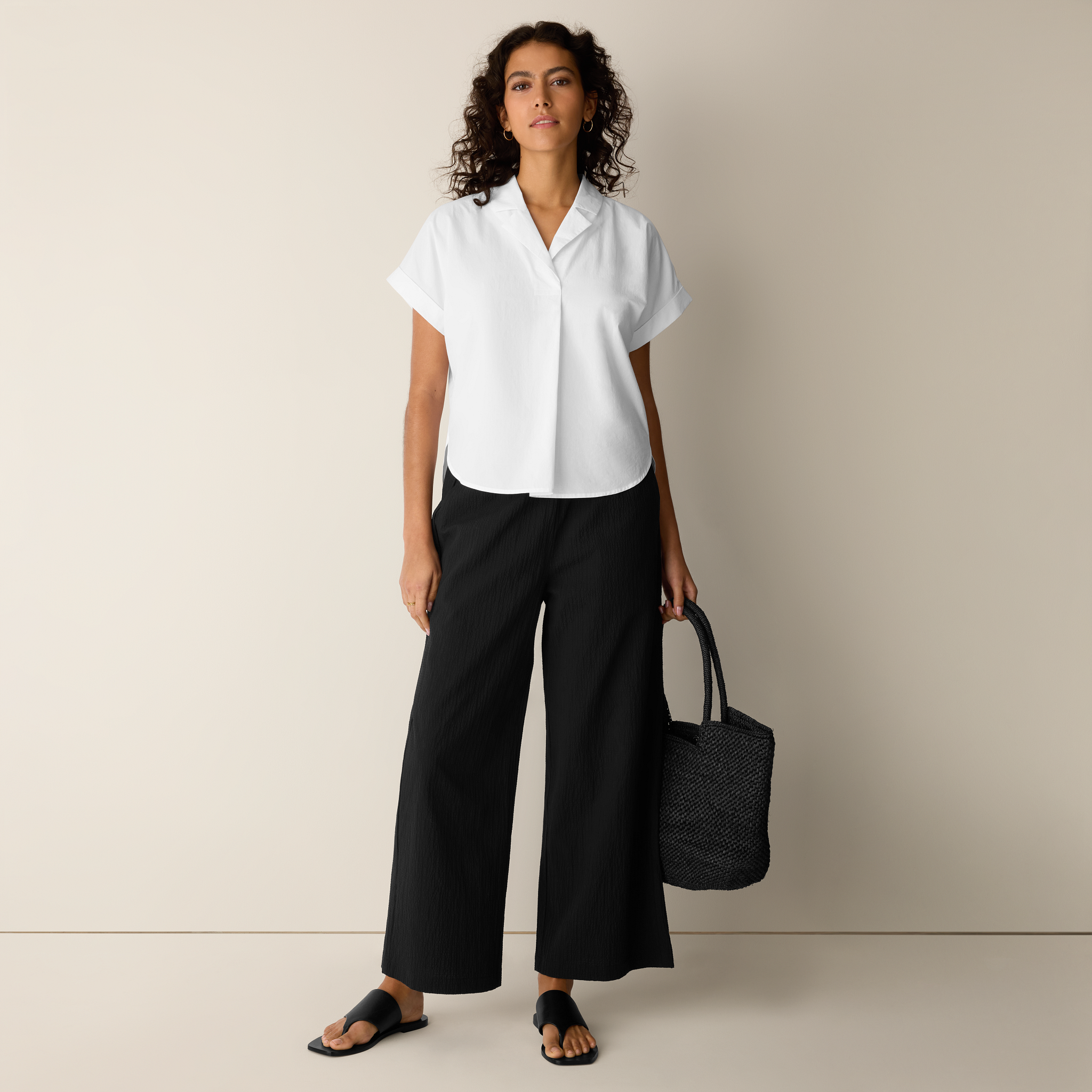 Organic Cotton Pucker Wide-Leg Pant from EILEEN FISHER - $188