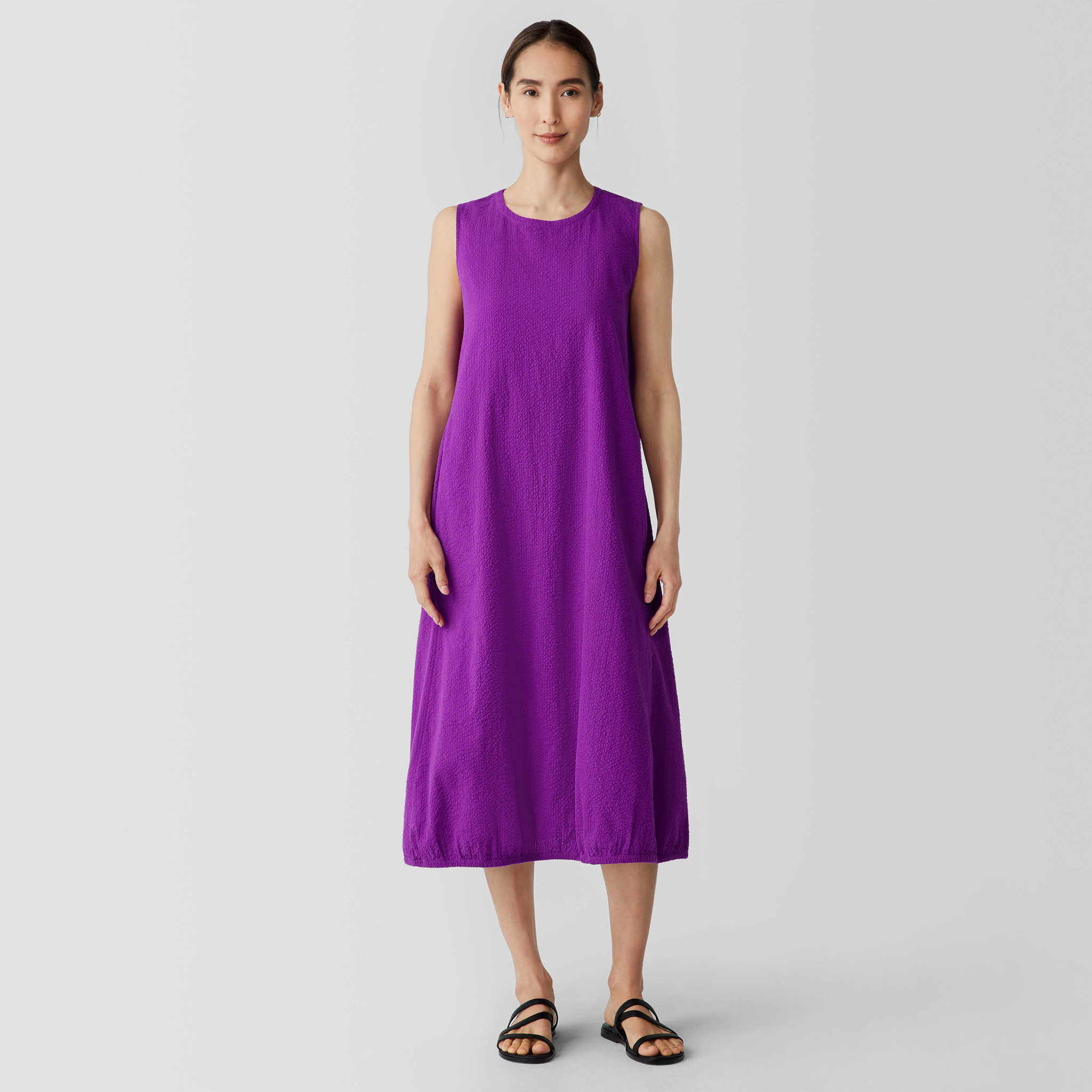 Organic Cotton Ripple Lantern Dress EILEEN FISHER
