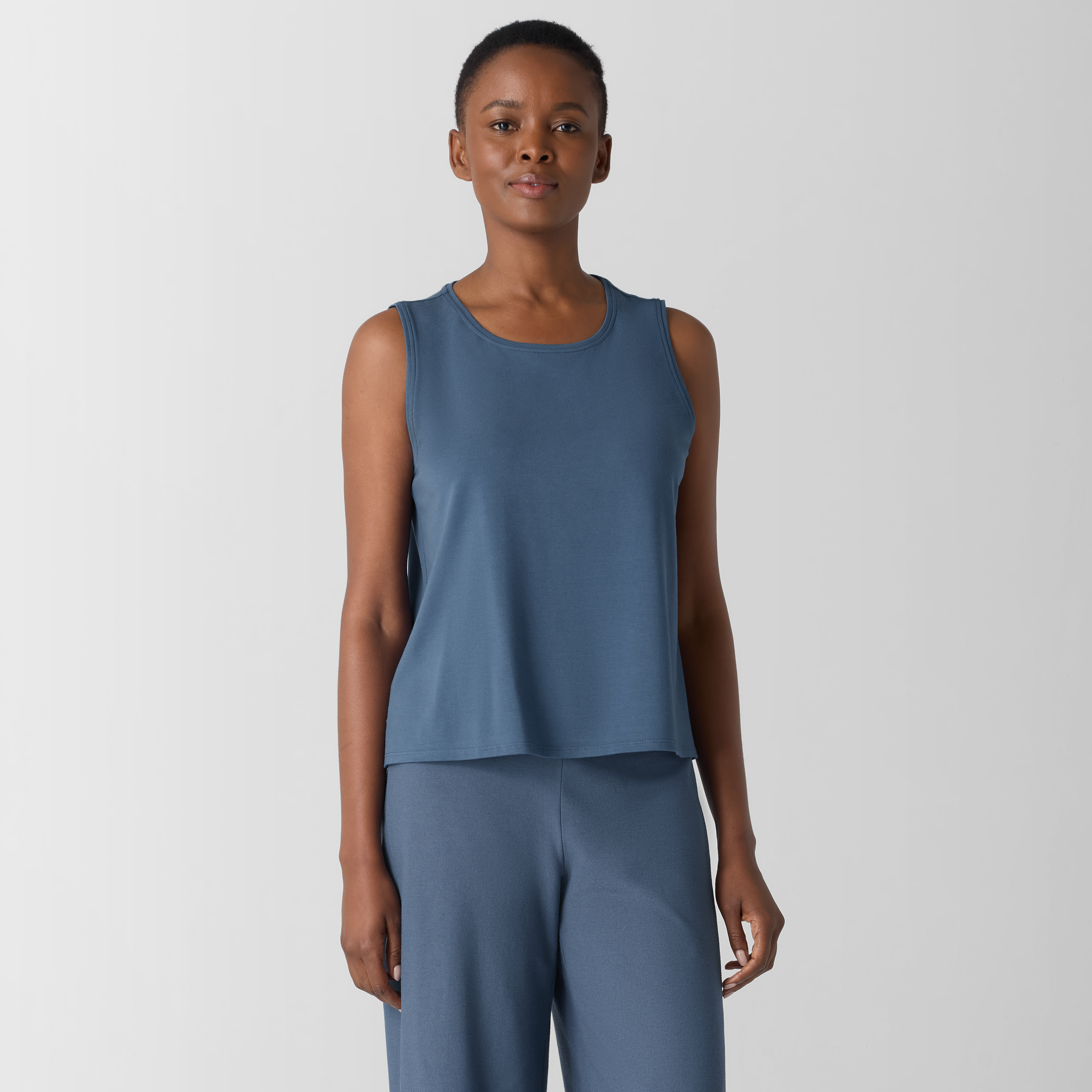 Double Layer Organic Cotton Crew Neck Top | EILEEN FISHER