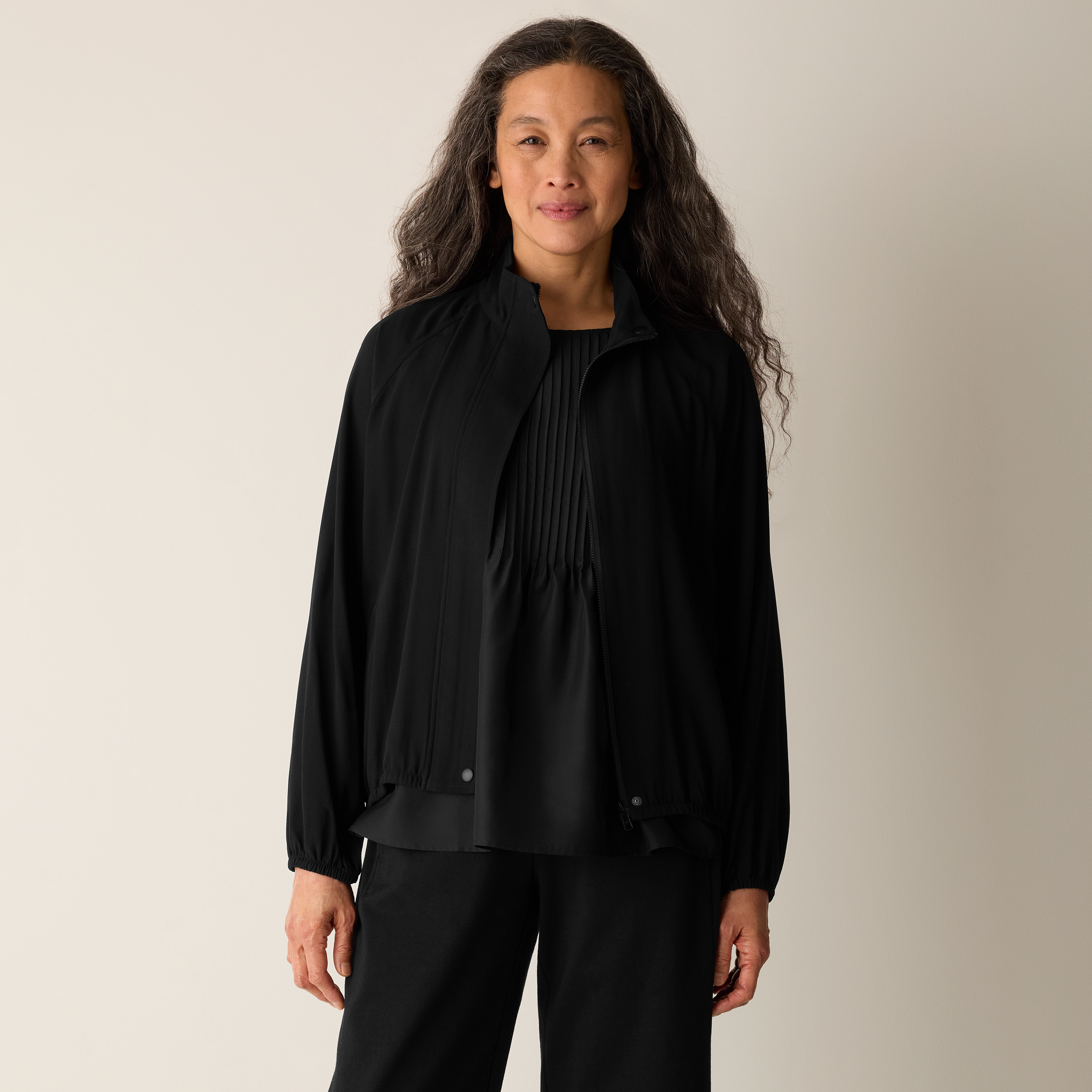 Silk Georgette Crepe Flight Jacket