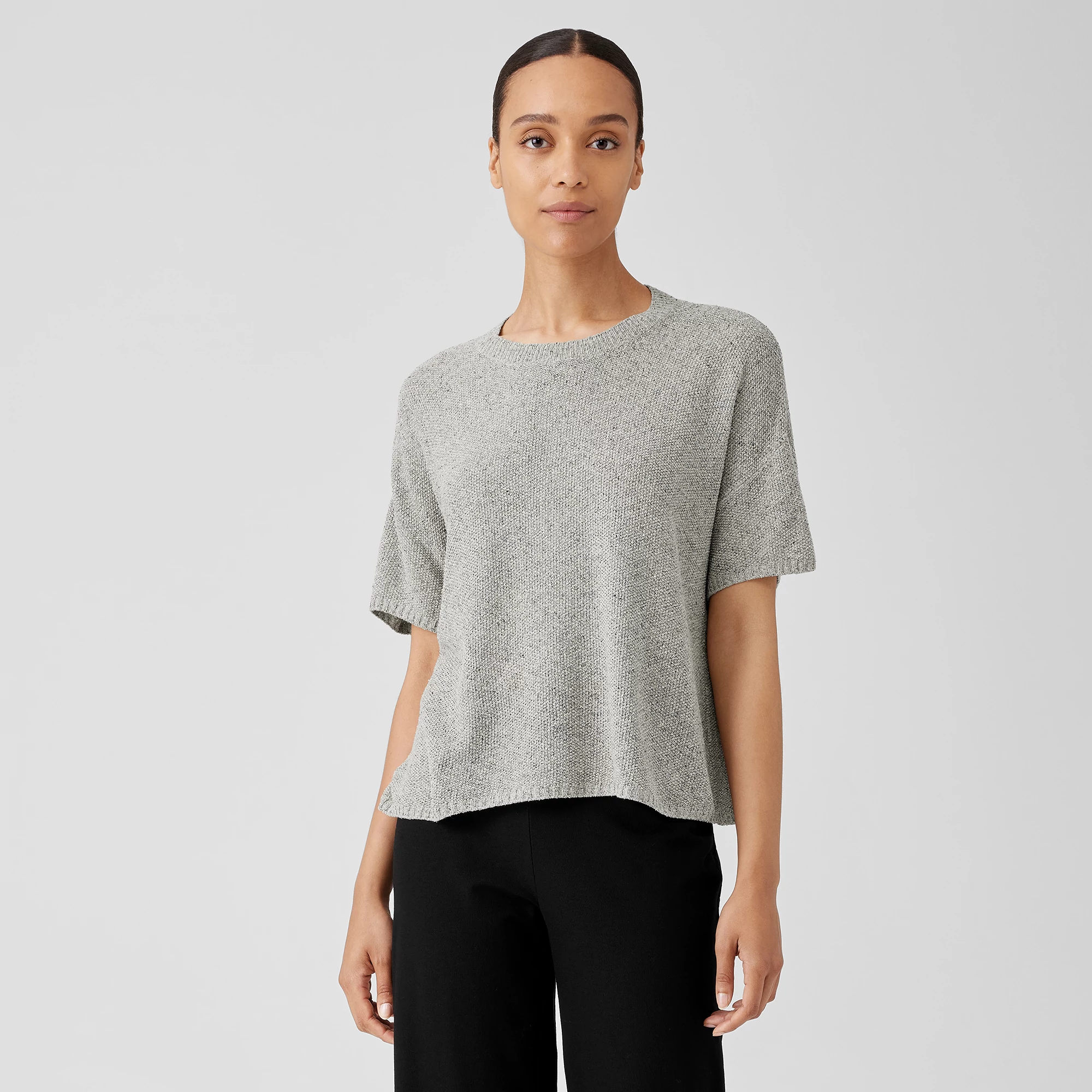 Silk Noil Crew Neck Box-Top | EILEEN FISHER