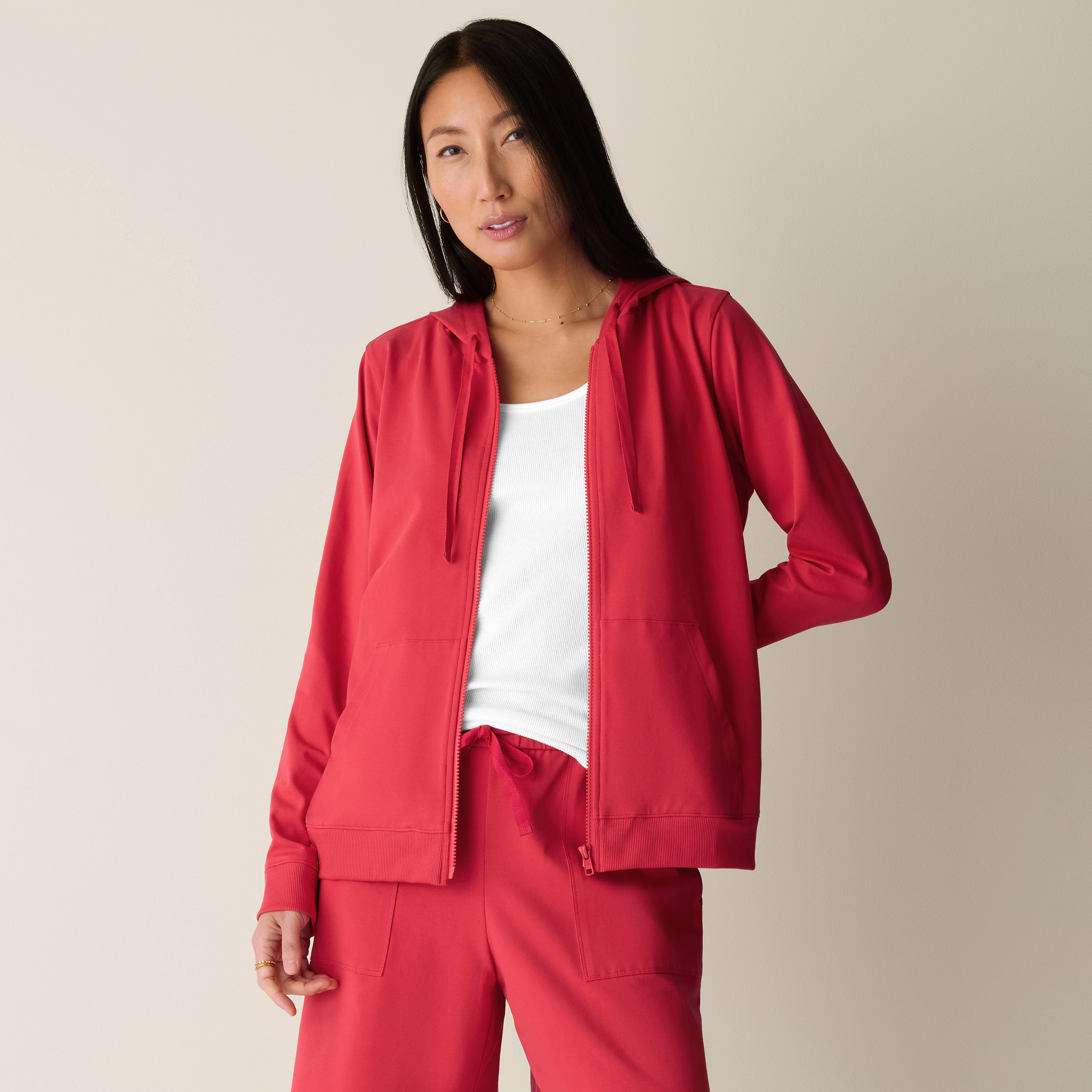 Pima Cotton Stretch Jersey Hooded Jacket