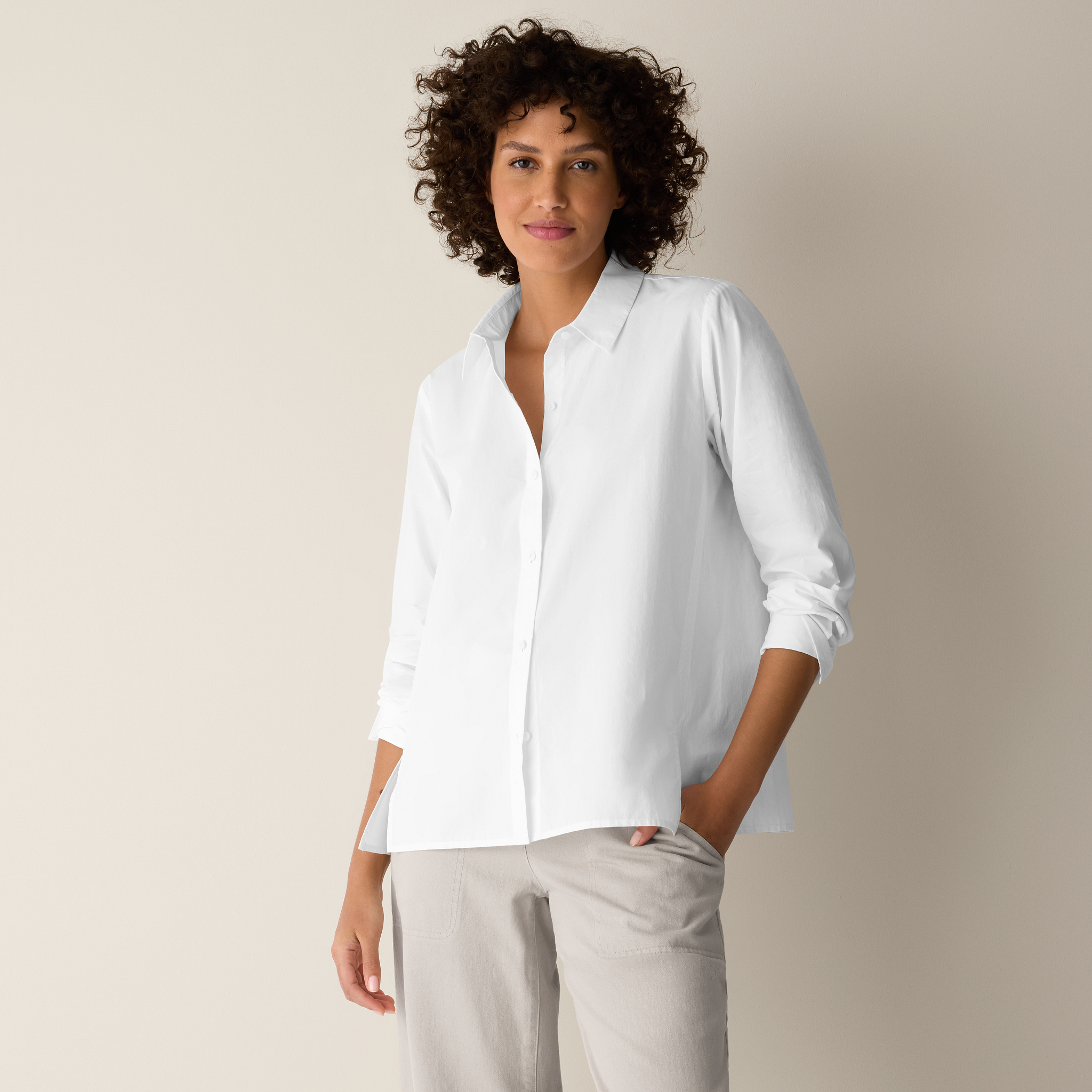 Organic Cotton Poplin Classic Collar Swing Shirt