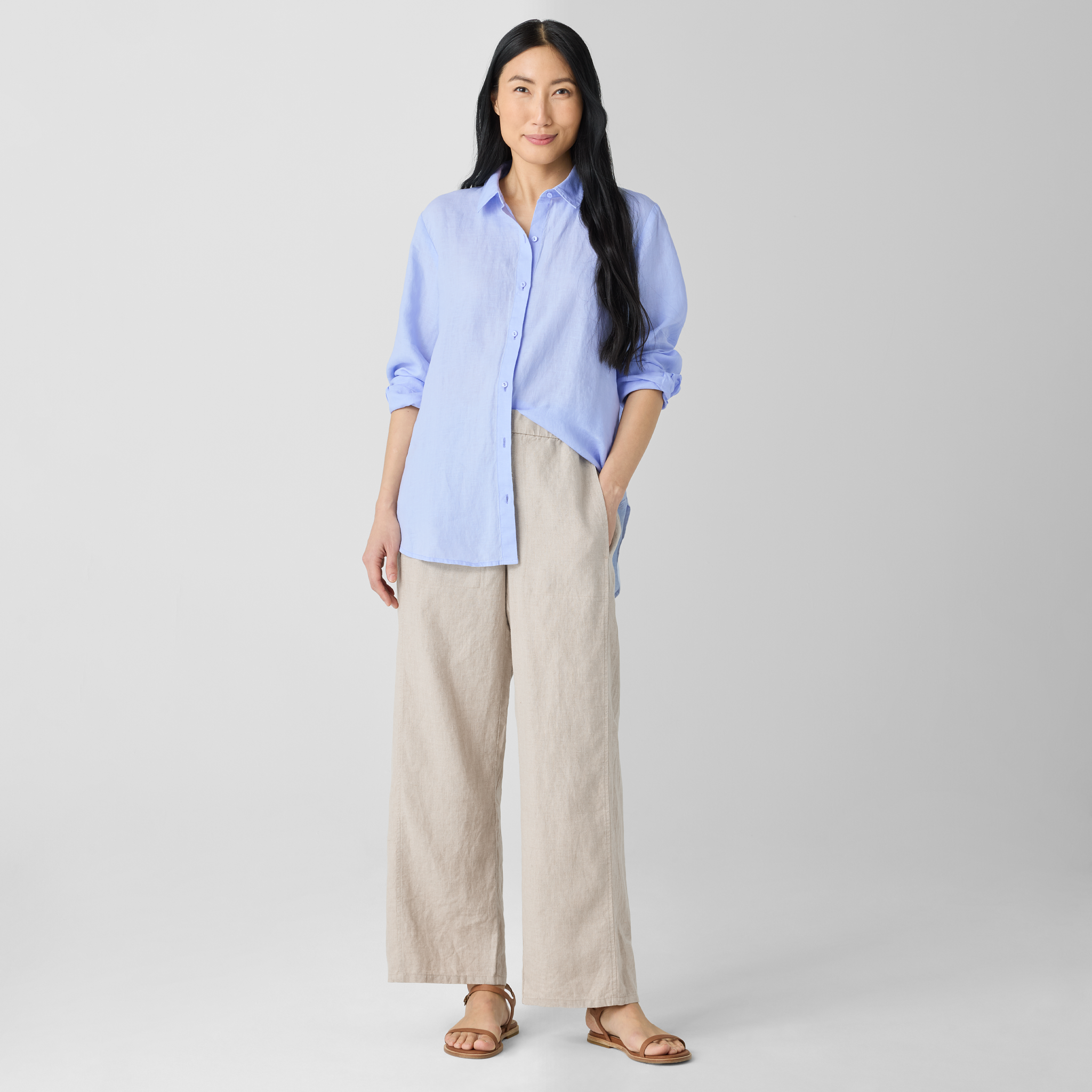 Organic Linen Wide-Leg Trouser Pant | EILEEN FISHER