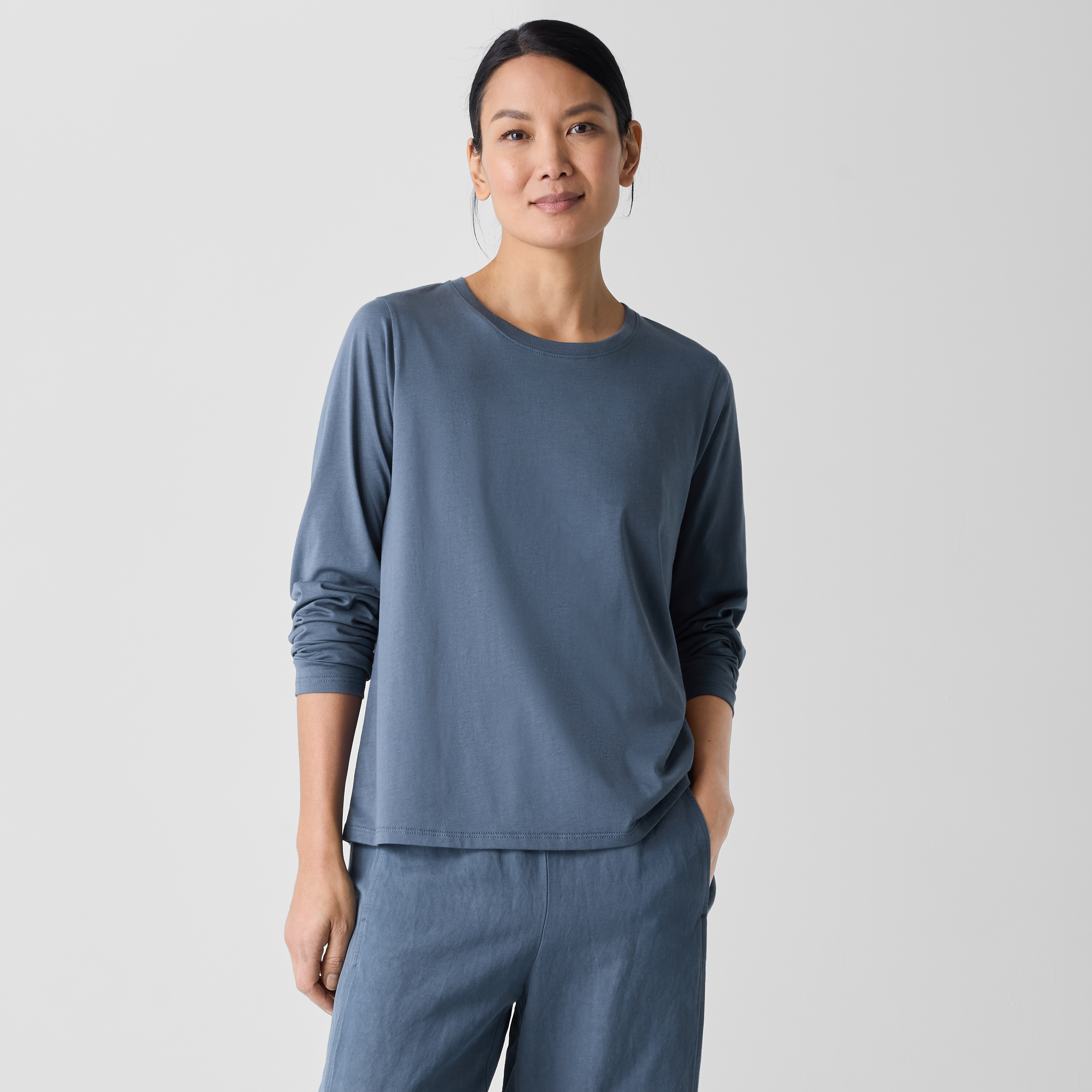 CASA FLINE ORGANIC COTTON T-SHIRT ネイビー RELAXED LIGHTWEIGHT COTTON T-SHIRT - NAVY | COS