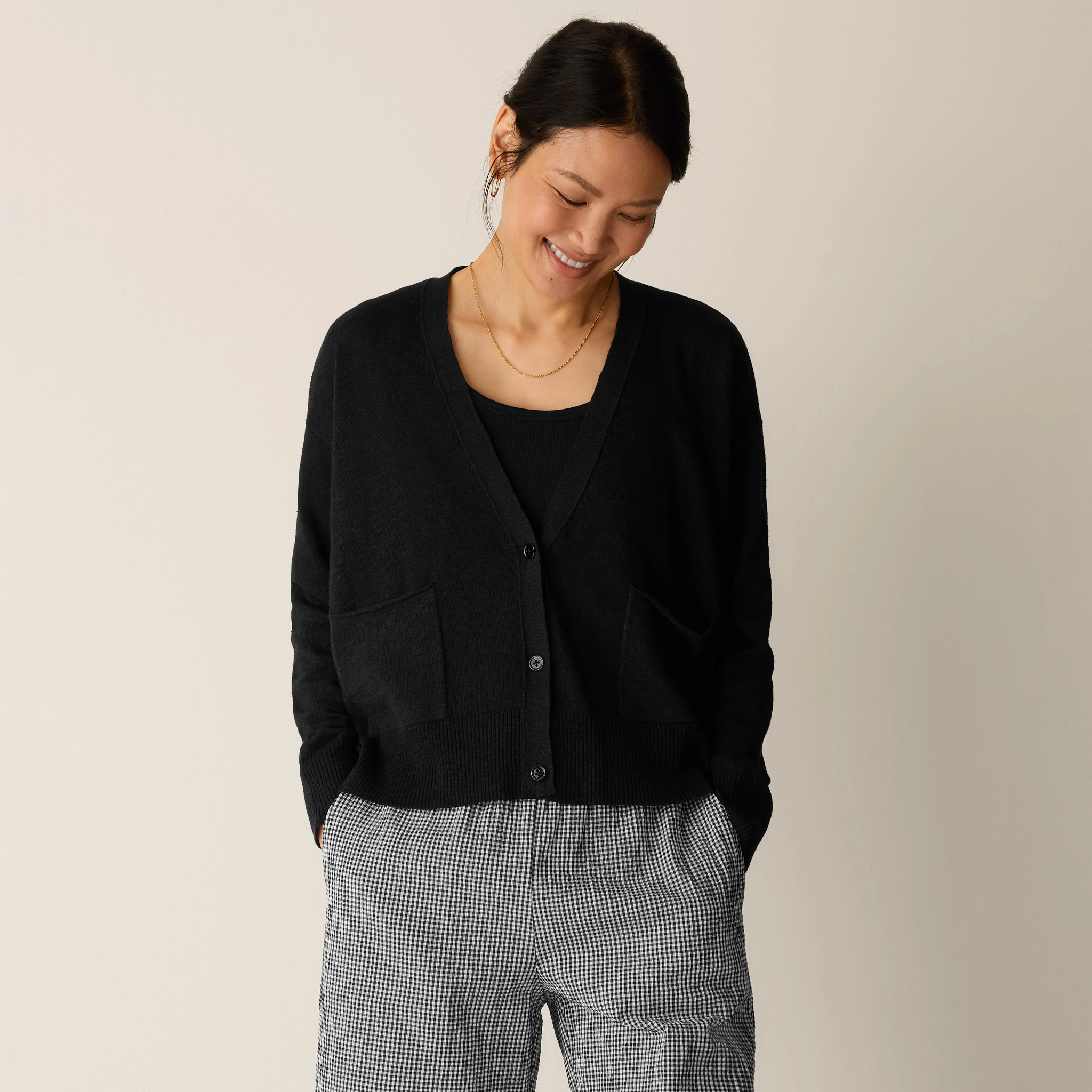 Organic Linen Cotton Slub Slouchy Cardigan