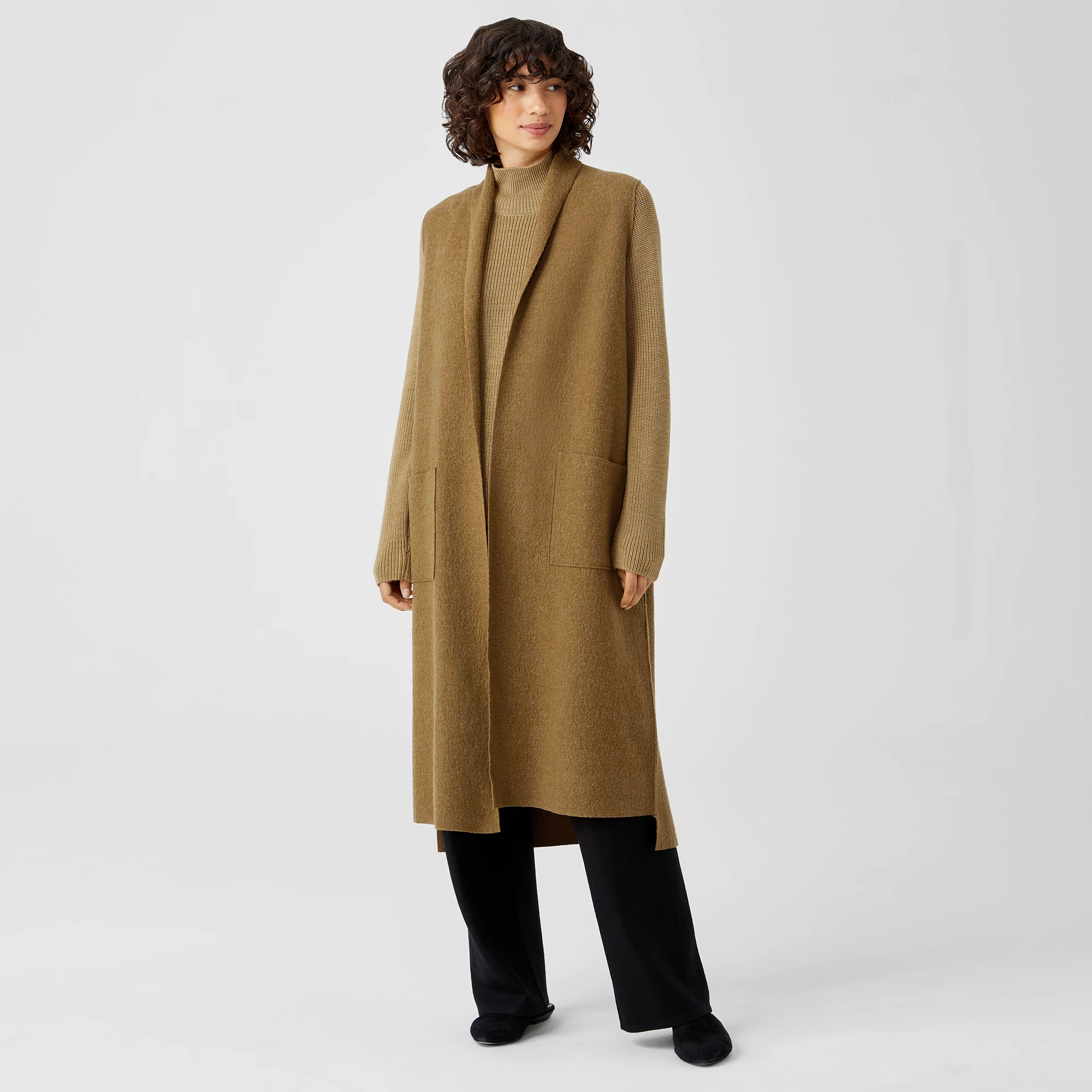 Lightweight Boiled Wool Long Vest in Responsible Wool EILEEN FISHER