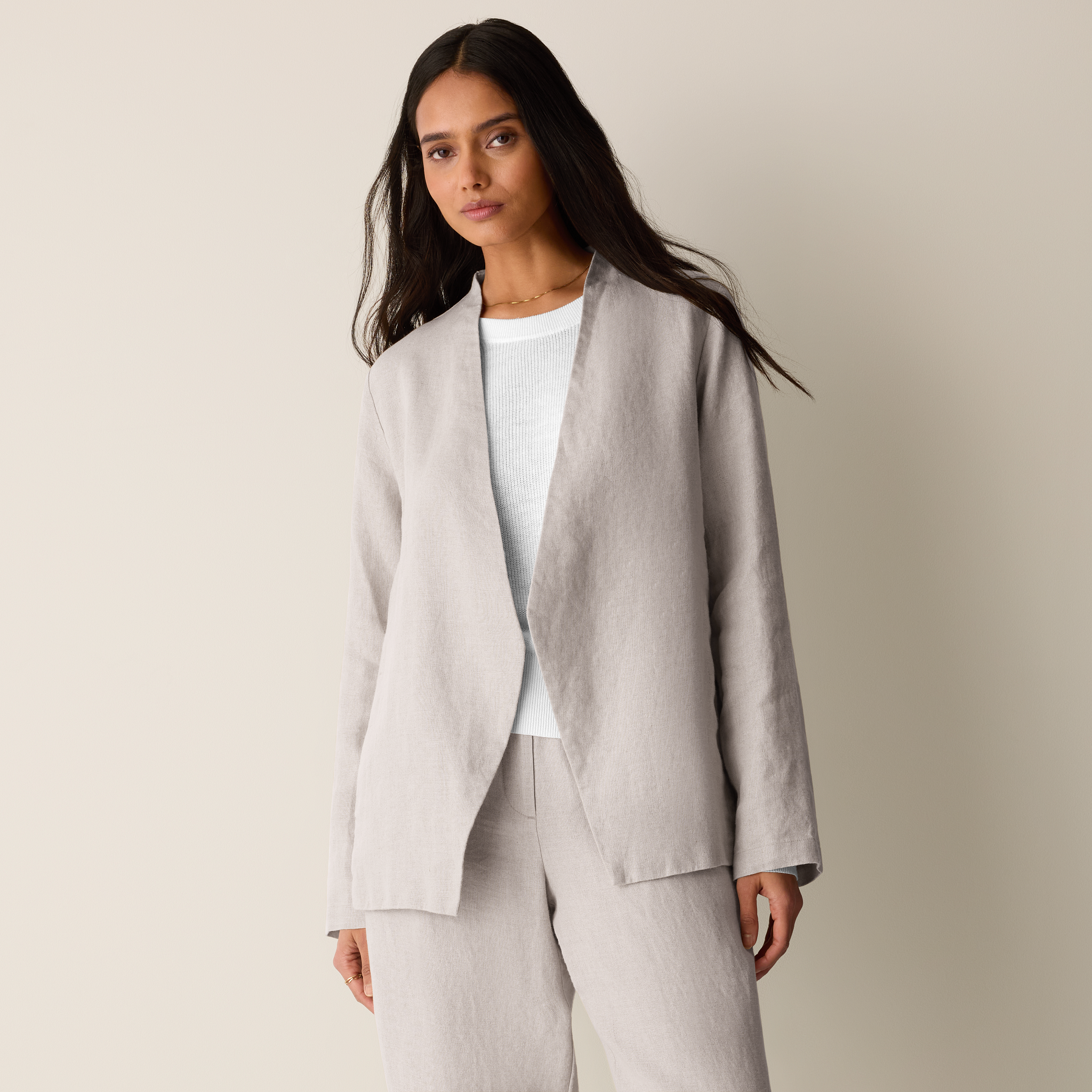 Heavy Organic Linen Angled Jacket from EILEEN FISHER - $288