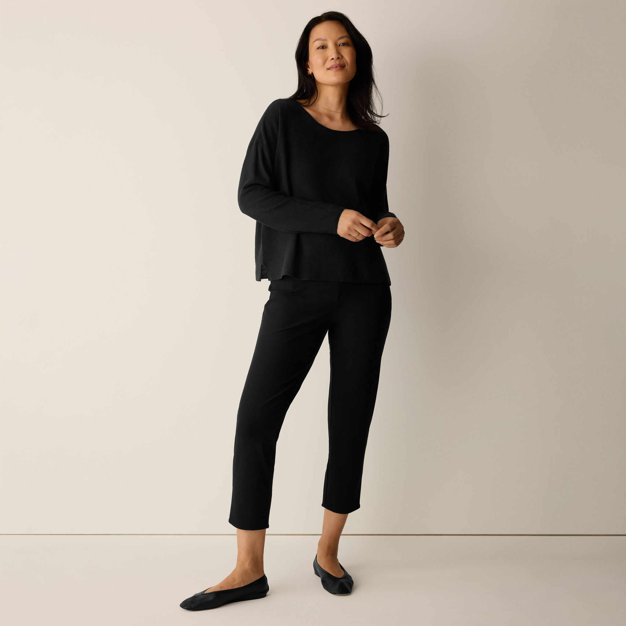 Washable Stretch Crepe Slim Pant
