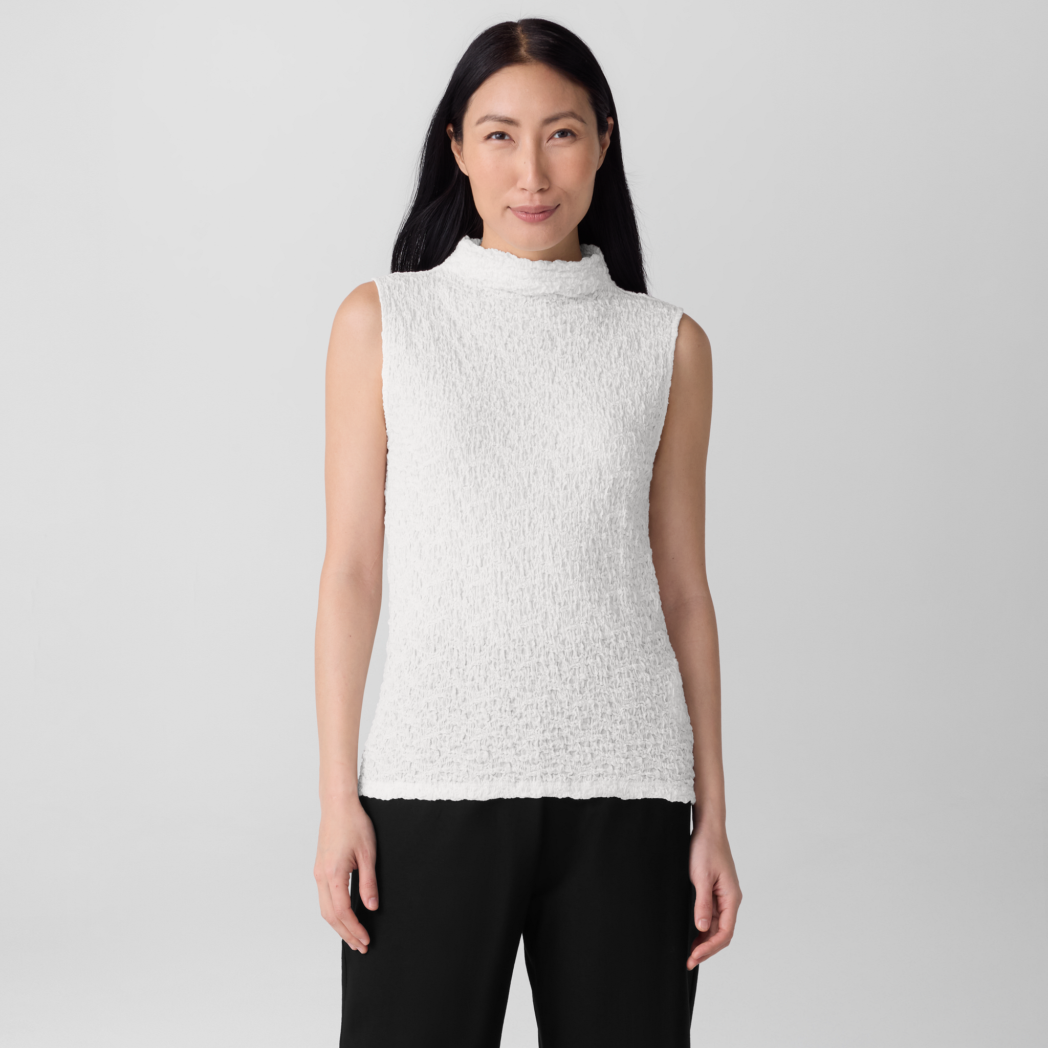 Bubble Jacquard Funnel Neck Top