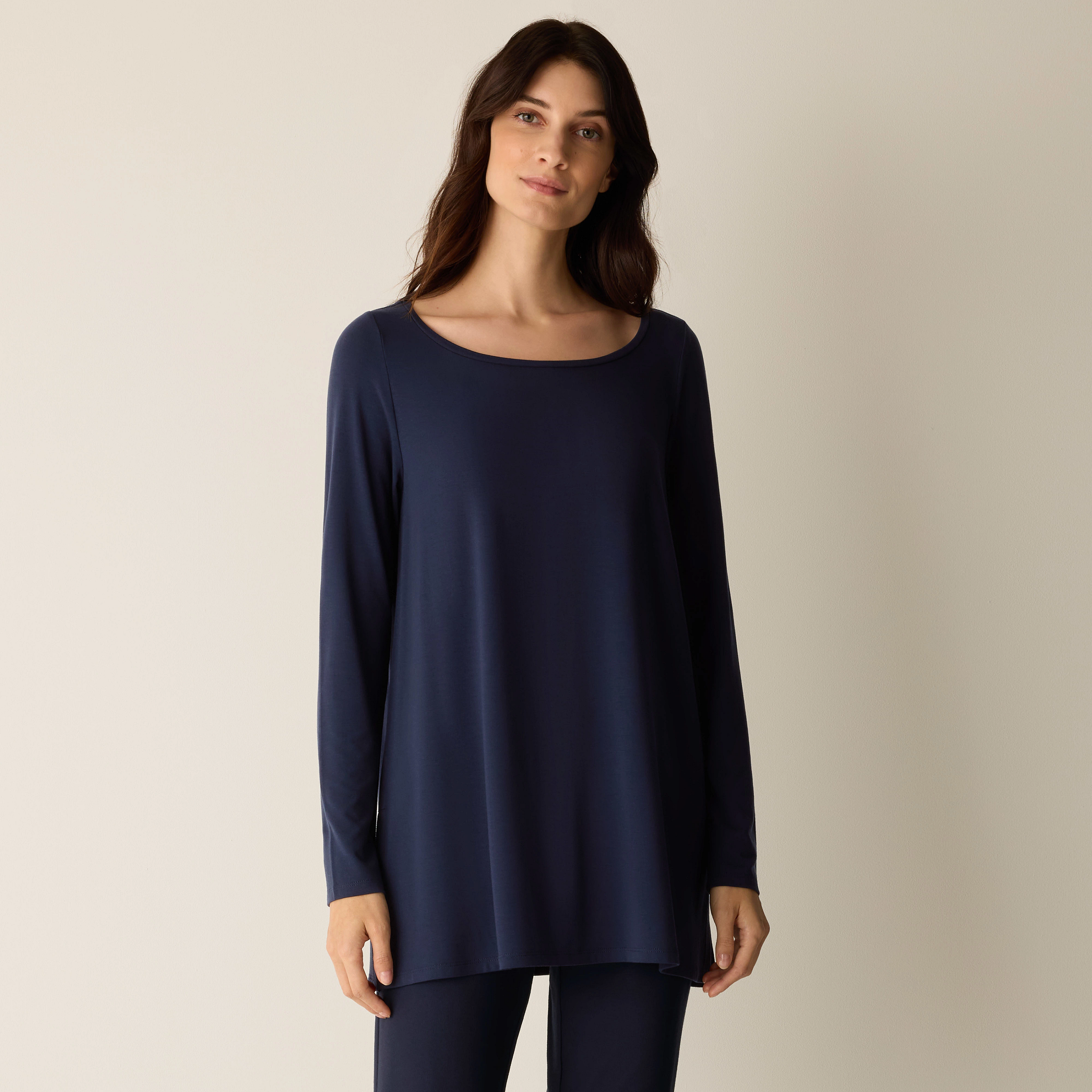 Fine Jersey Ballet Neck Long Top from EILEEN FISHER - $148