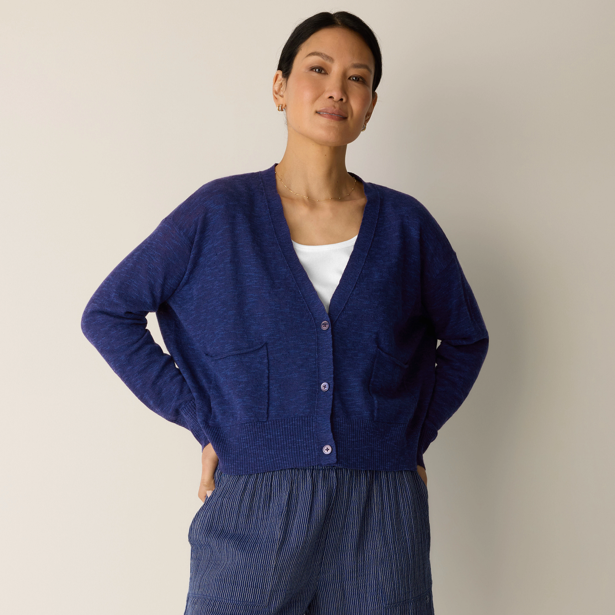Organic Linen Cotton Slub Slouchy Cardigan from EILEEN FISHER - $238