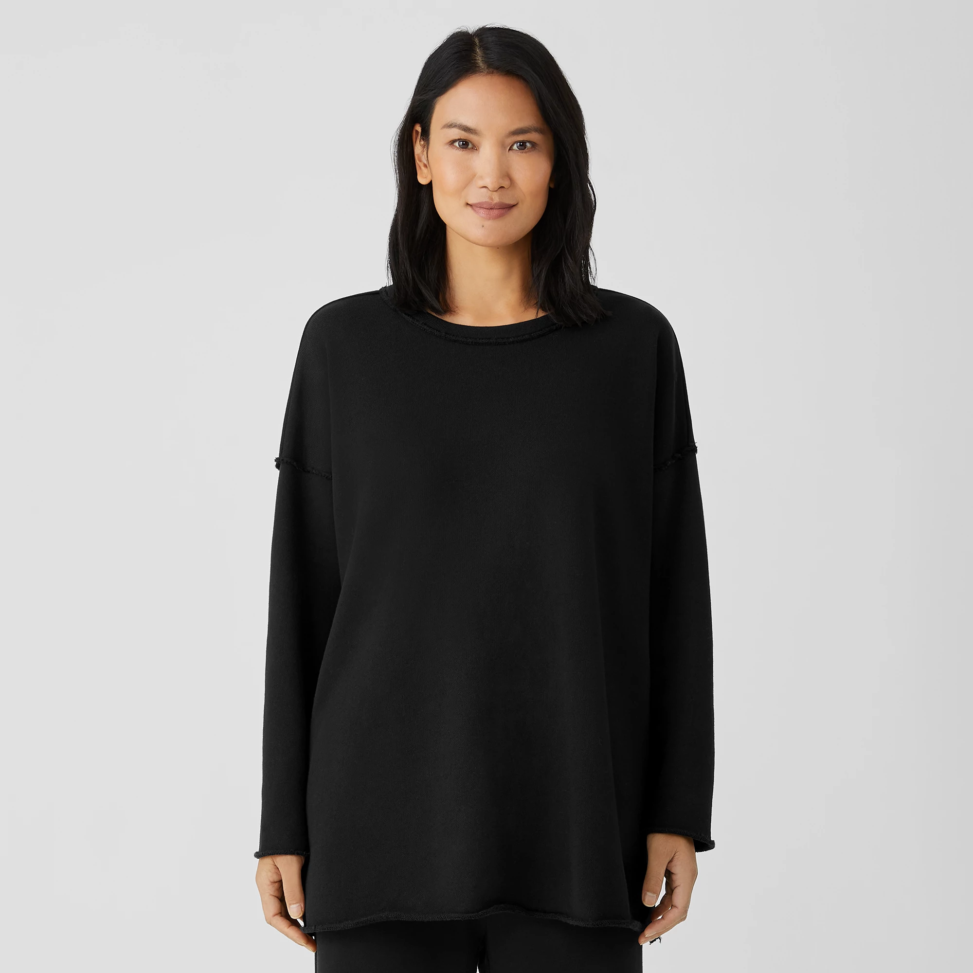 Organic Cotton French Terry Crew Neck Top | EILEEN FISHER