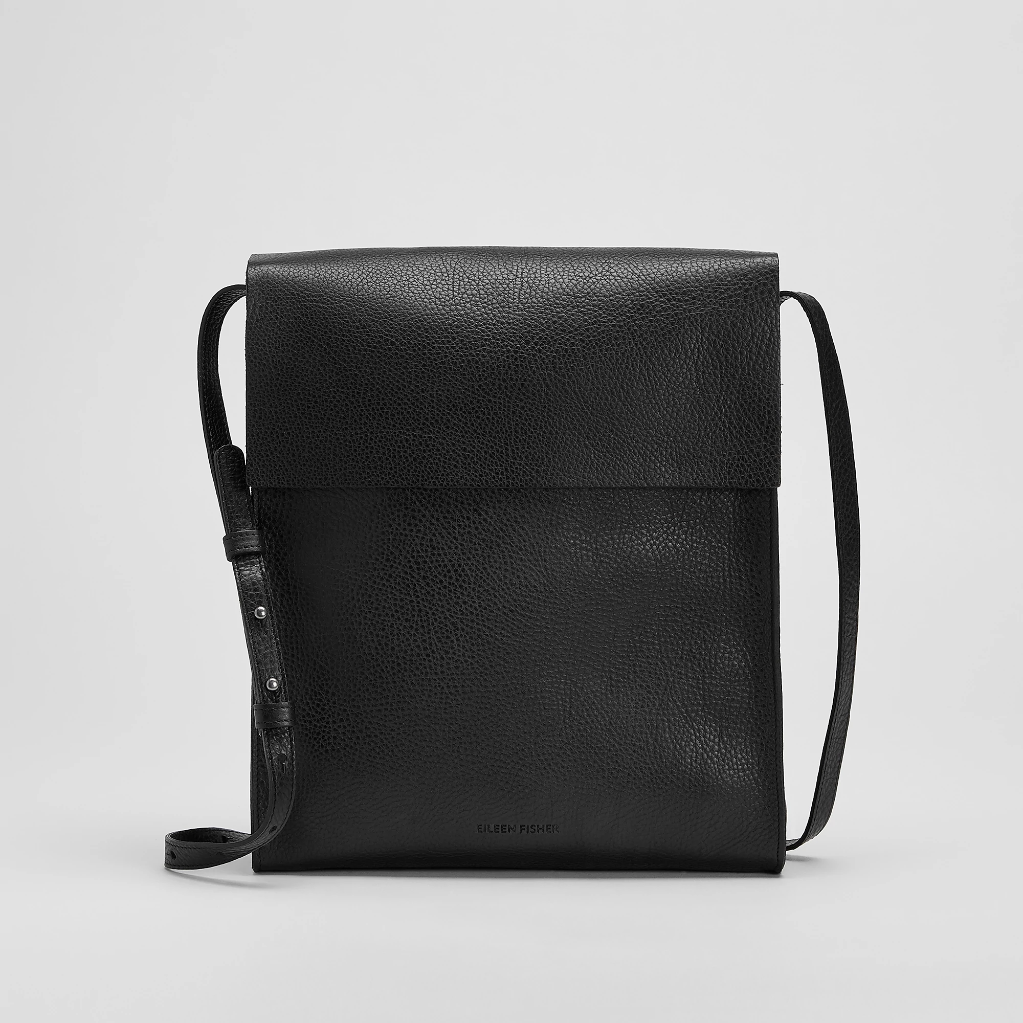 Grainy Italian Leather Crossbody Bag EILEEN FISHER