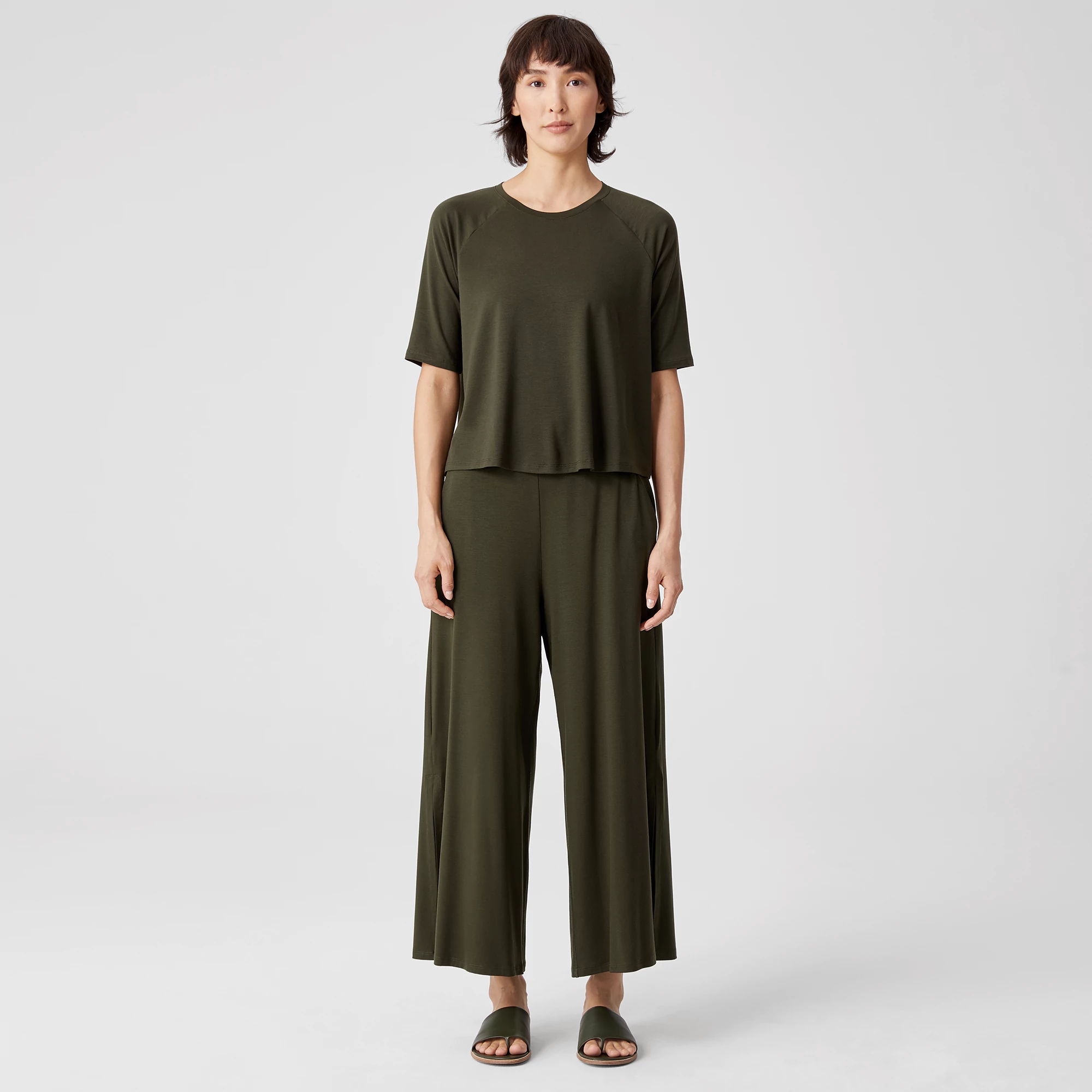 EILEEN FISHER Womens Beige Sleeveless Jewel Neck Top