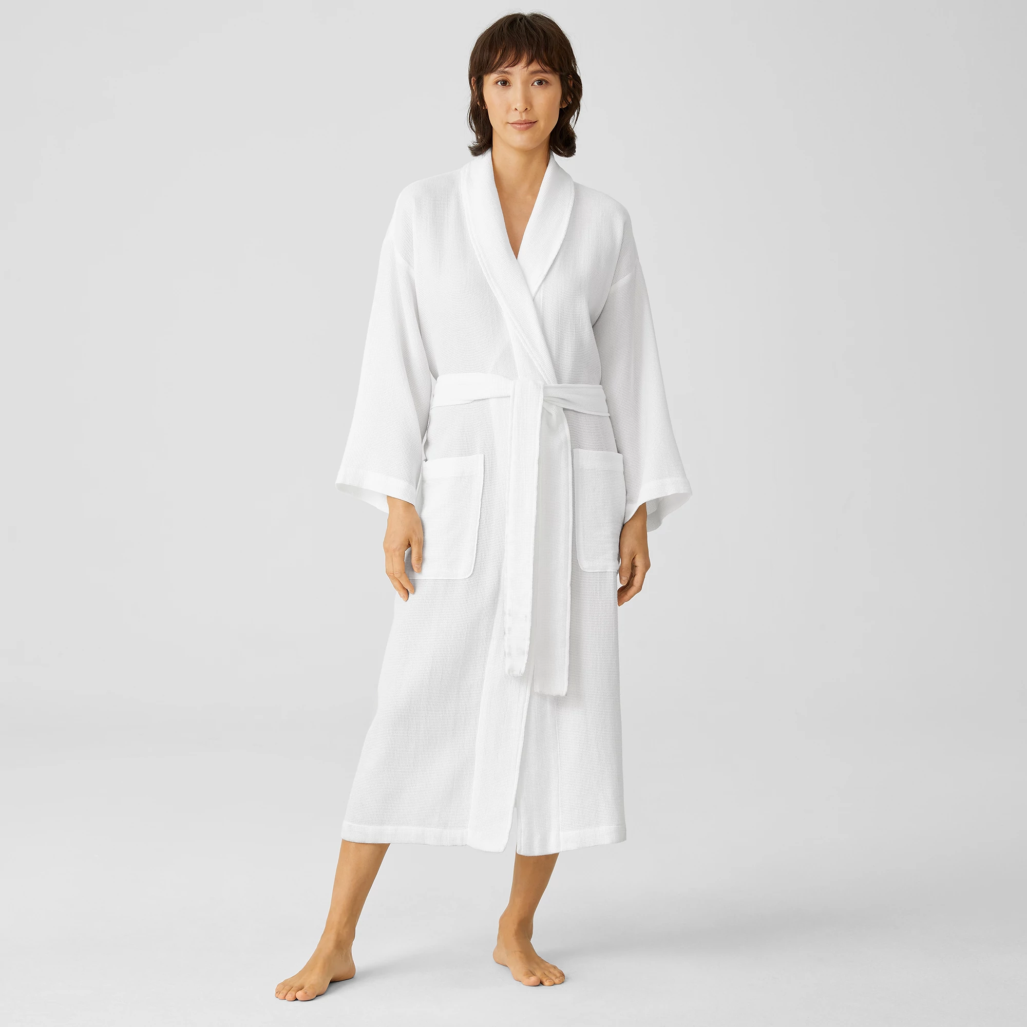Organic Cotton Waffle Spa Robe EILEEN FISHER