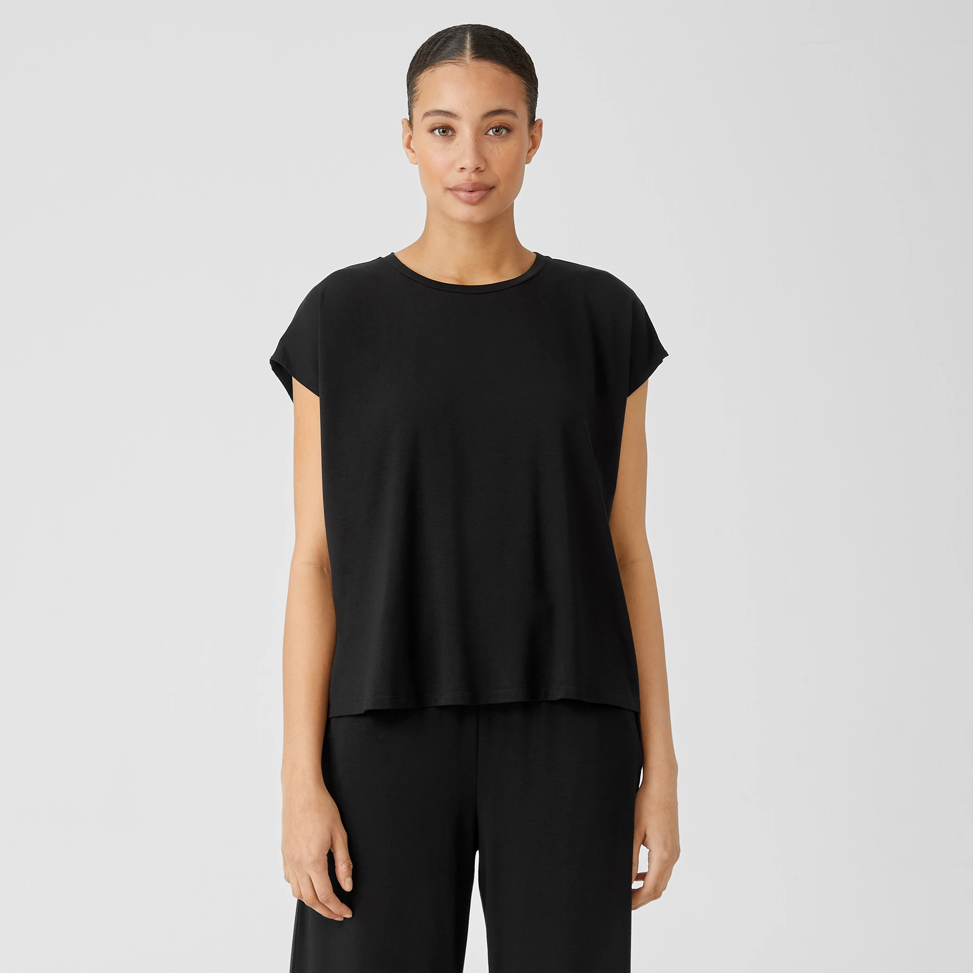 Fine Jersey Shirred-Back Top | EILEEN FISHER
