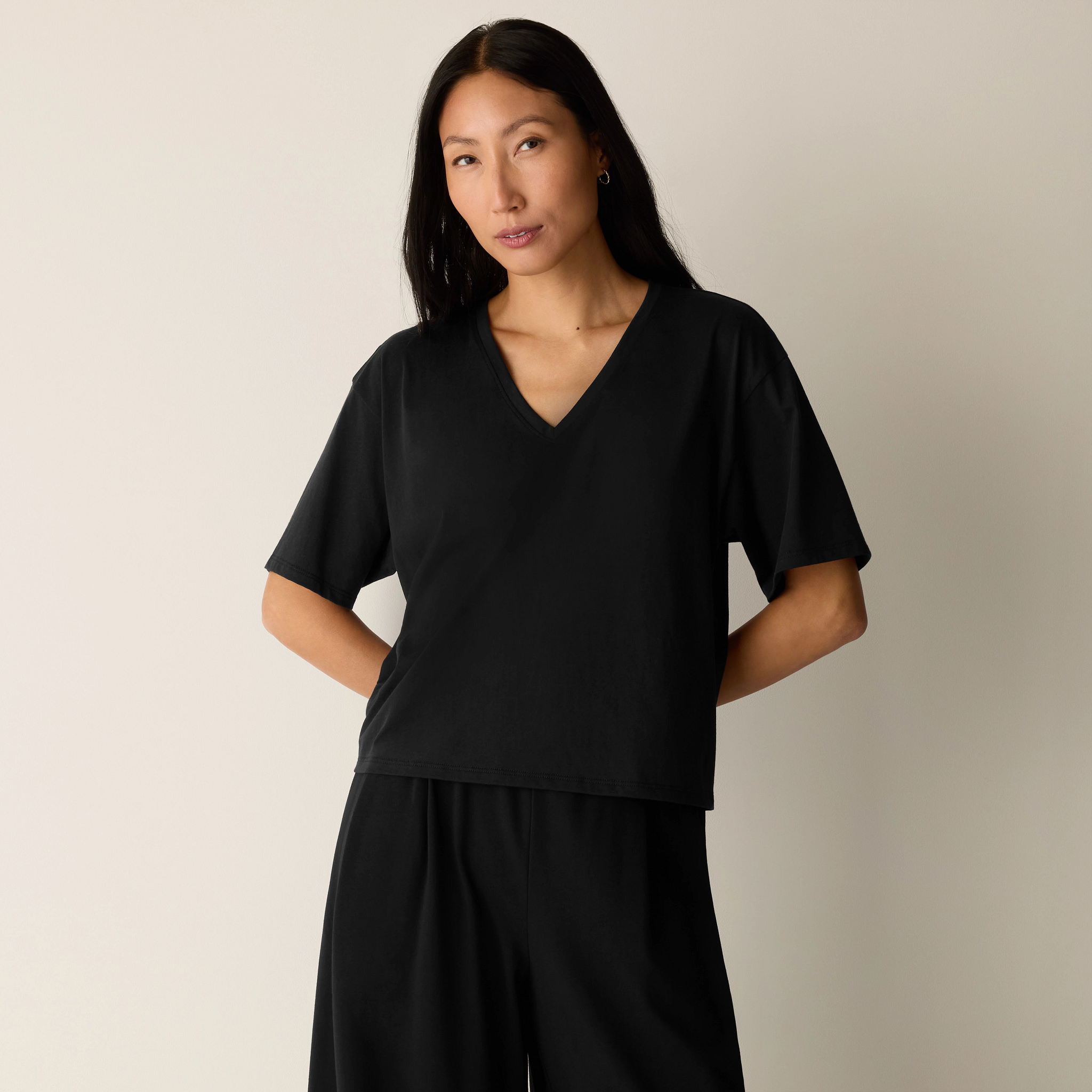 Organic Pima Cotton Jersey V-Neck Tee from EILEEN FISHER - $88