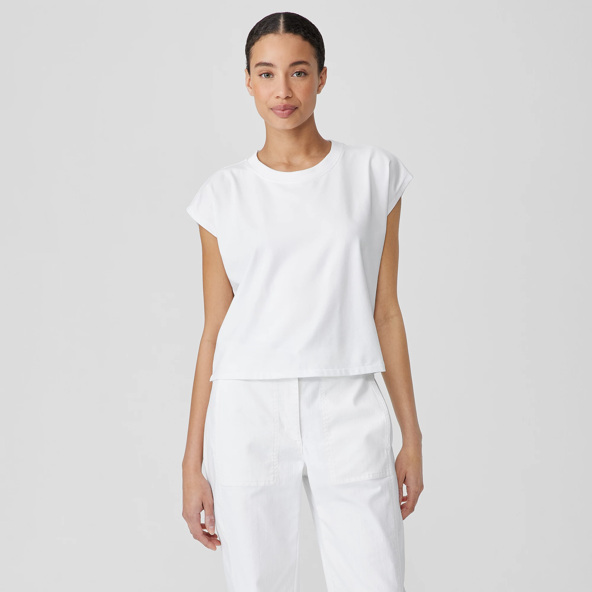 Pima Cotton Stretch Jersey Square Top | EILEEN FISHER