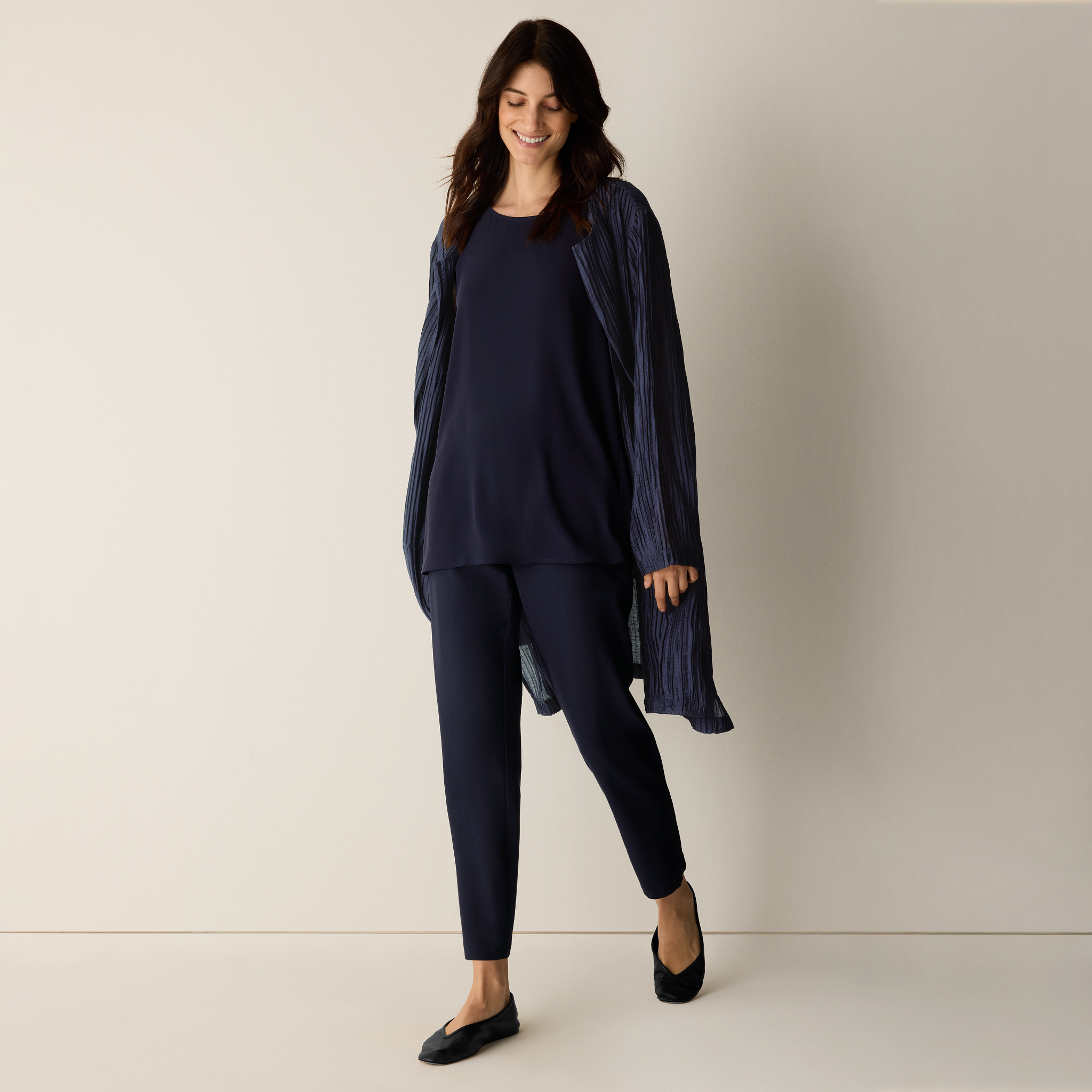 Washable Stretch Crepe Slim Pant