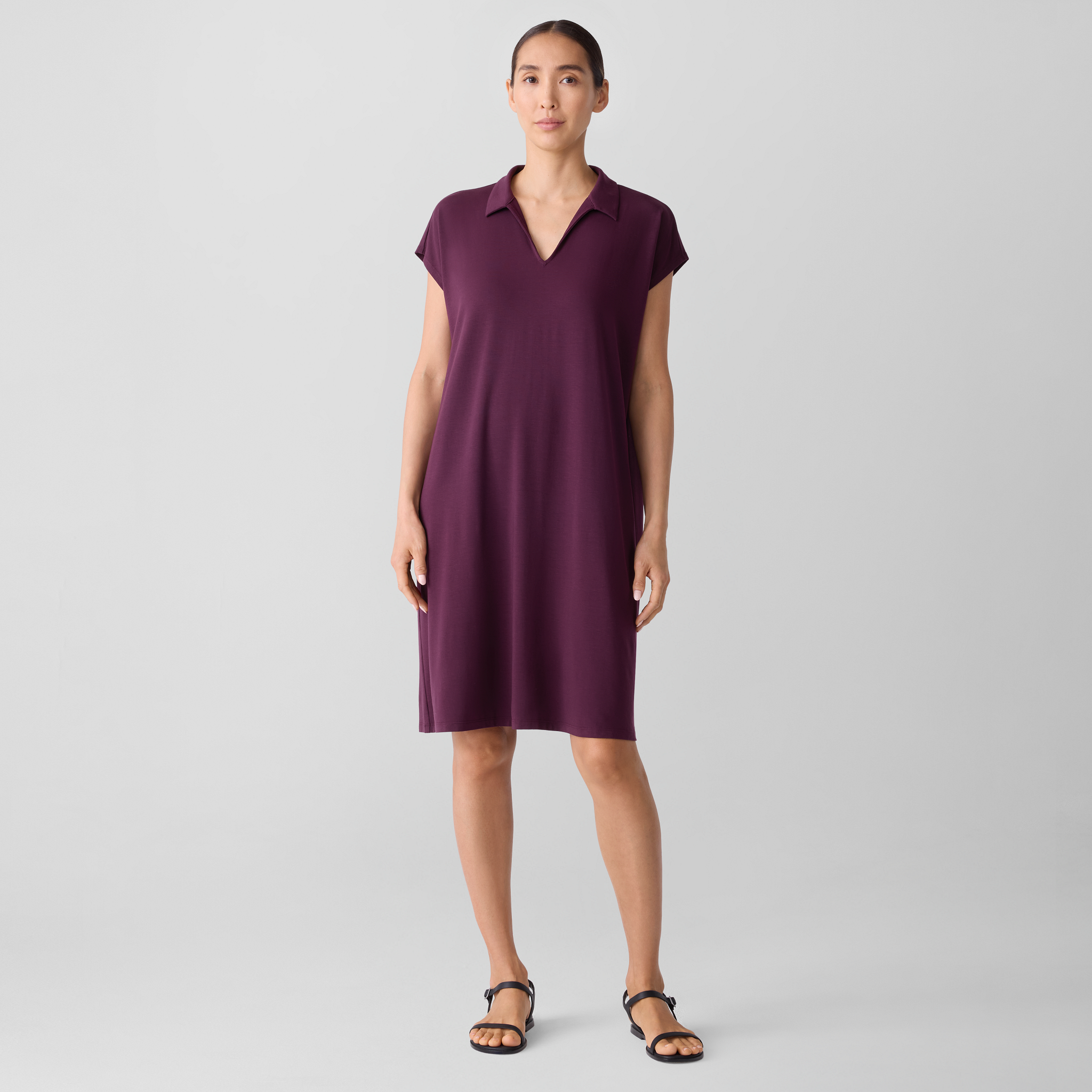 Fine Jersey Split Neck Dress