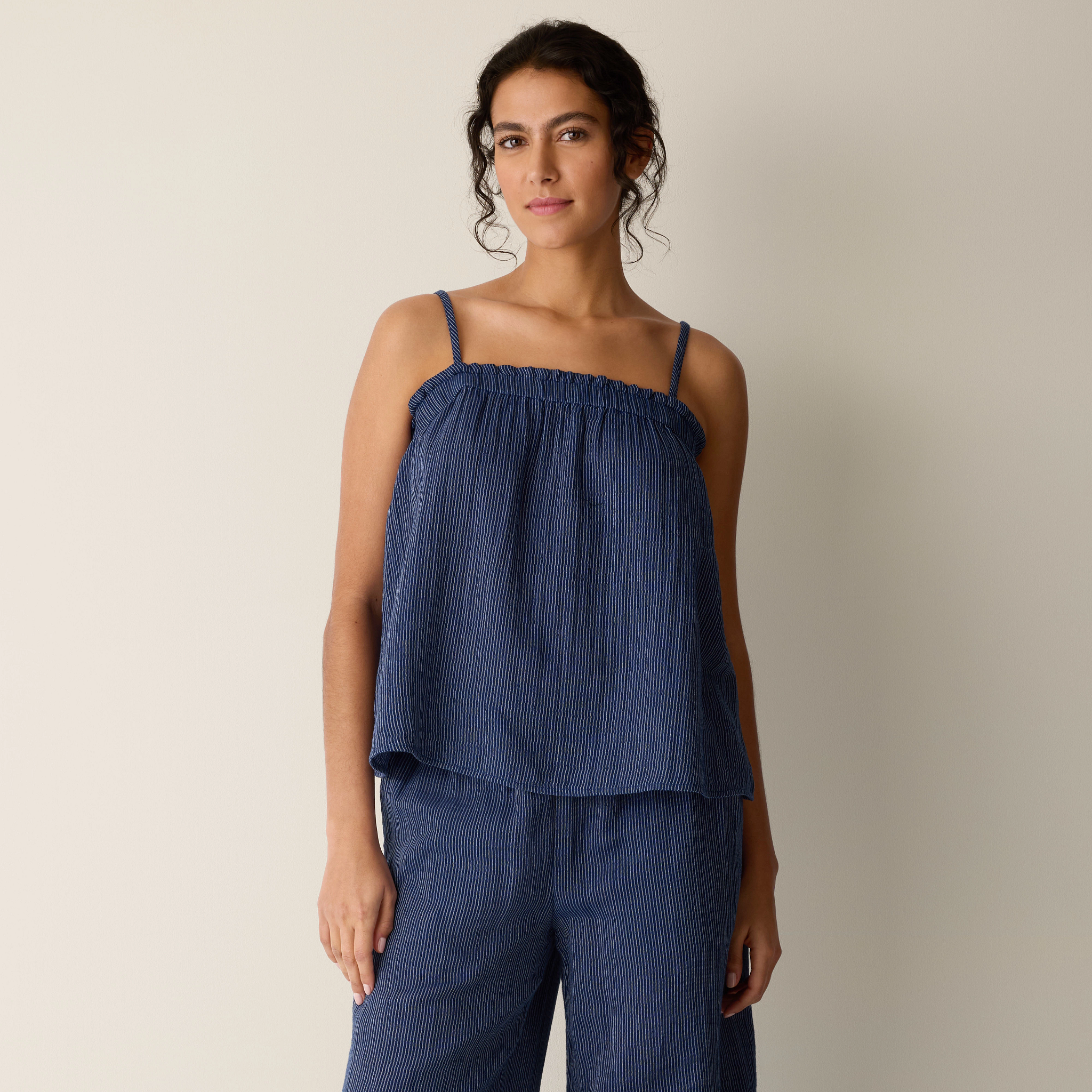 yoo hey＊ハンドメイドマスク　やわらかコットンリネン Striped Organic Cotton Gauze Cami | EILEEN FISHER