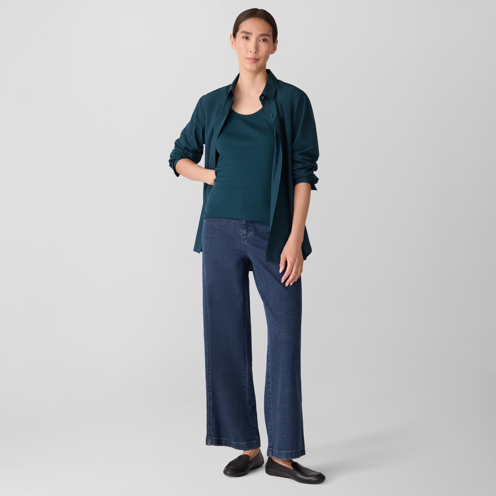 Organic Cotton Stretch Rib Scoop Neck Tank