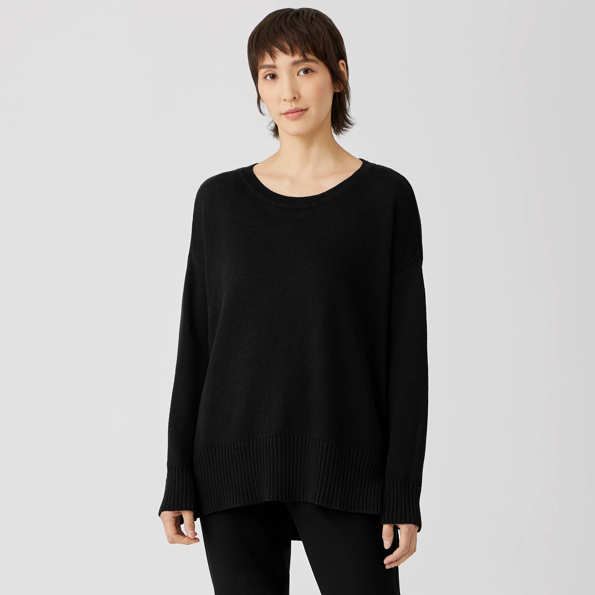 Organic Linen Cotton Round Neck Top | EILEEN FISHER
