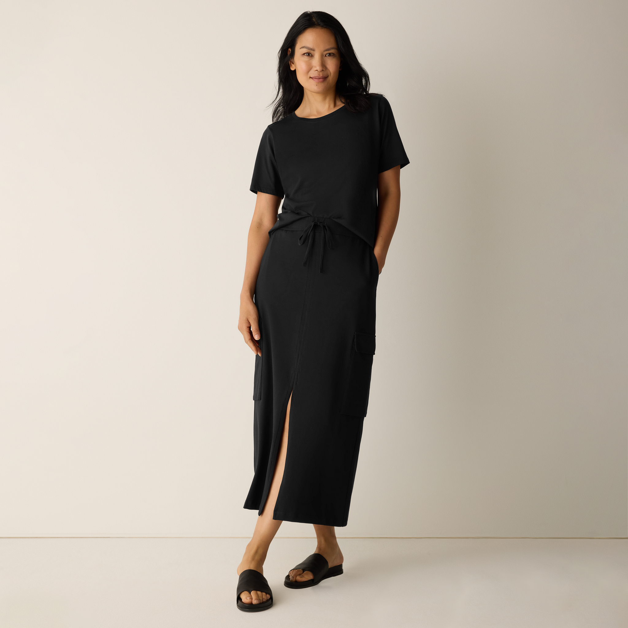 sara Pima Cotton Stretch Jersey Cargo Skirt | EILEEN FISHER