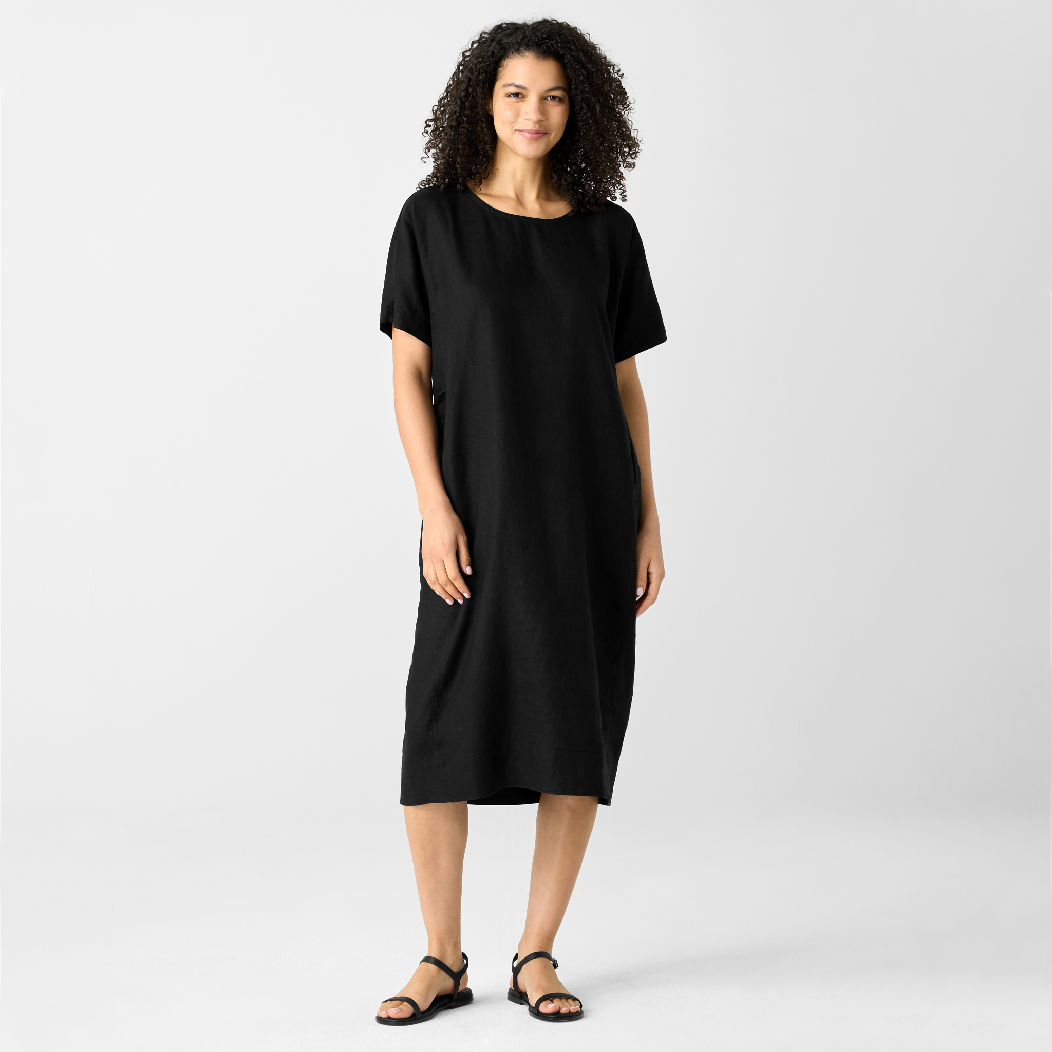 Organic Linen Jewel Neck Dress from EILEEN FISHER - $175.20