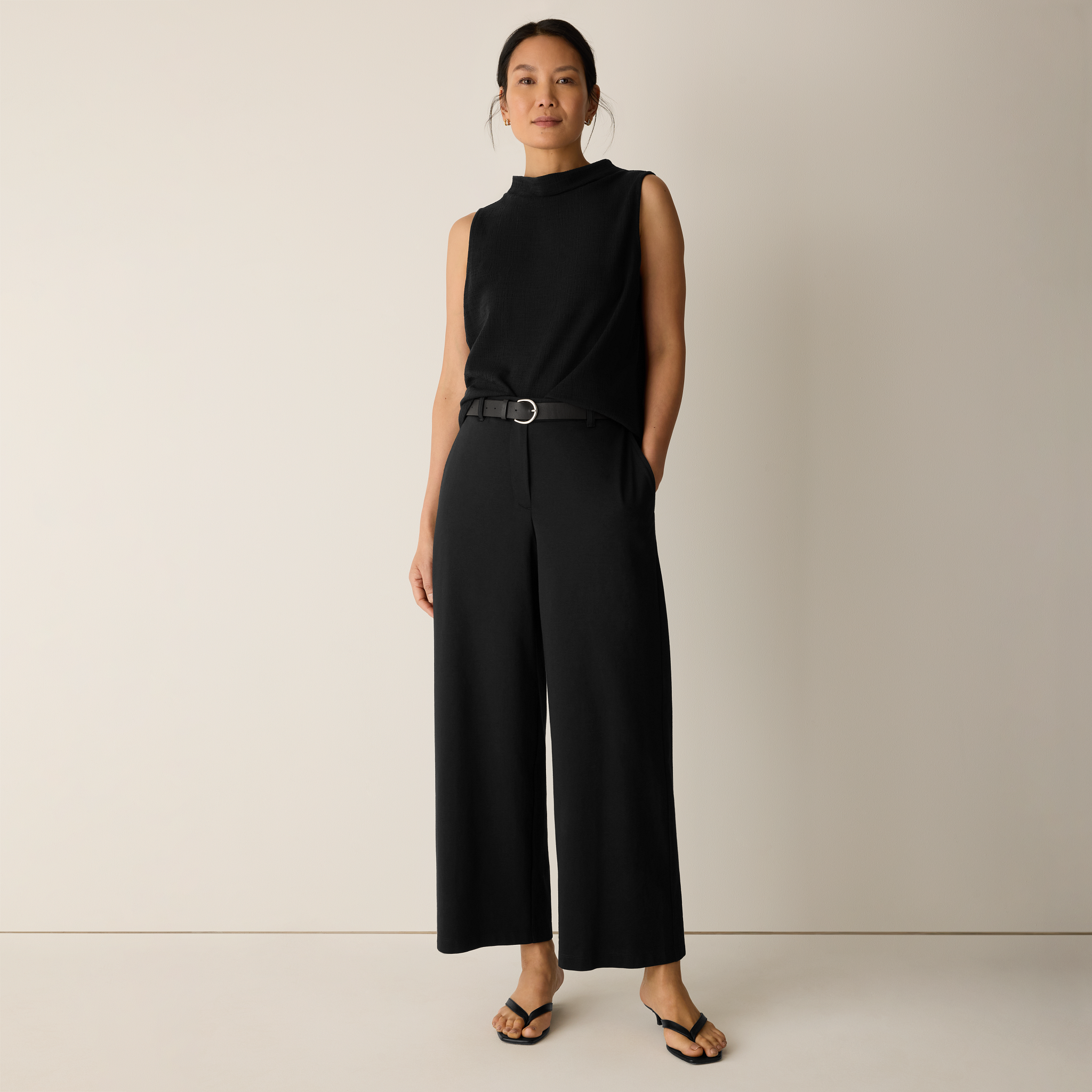 Cotton Blend Ponte Wide-Leg Trouser from EILEEN FISHER - $188