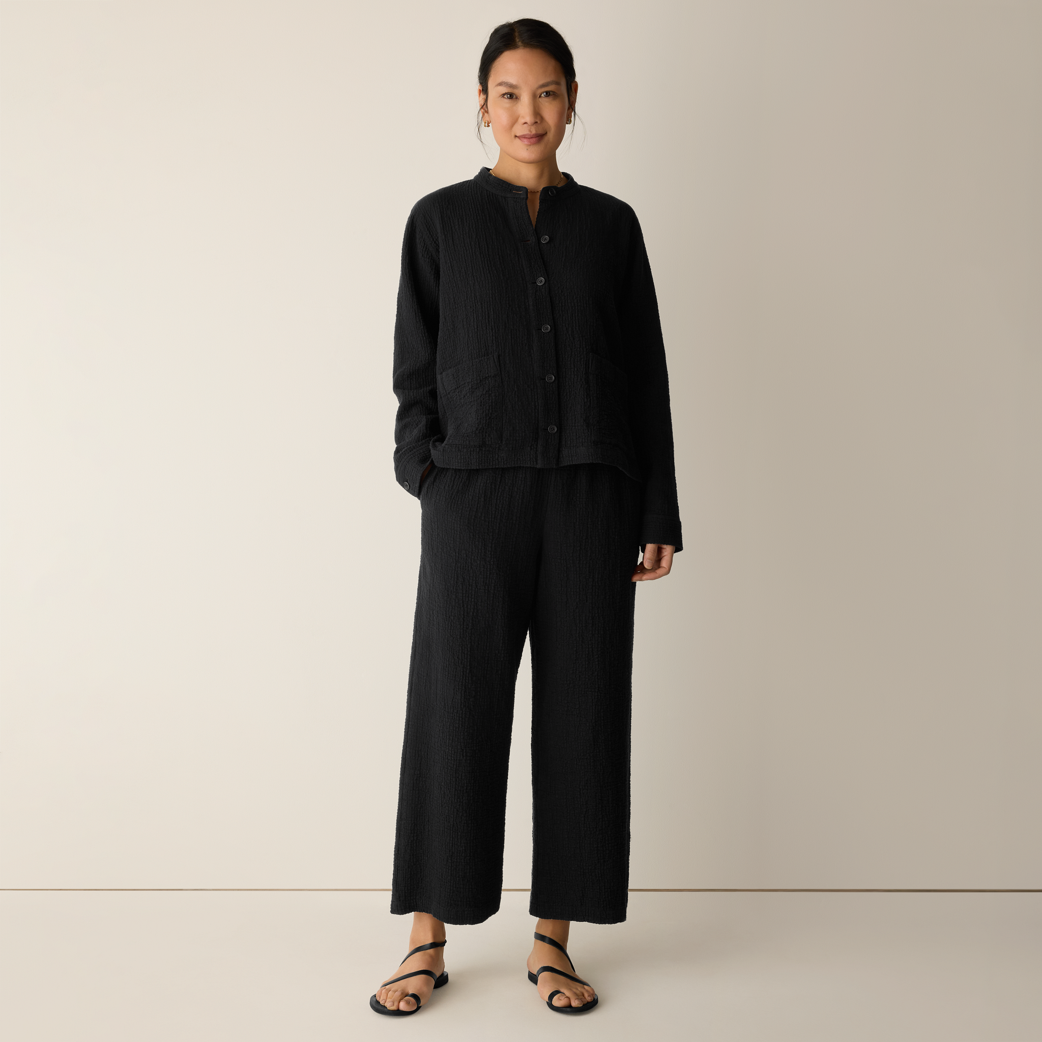 Organic Cotton Doubleweave Wide-Leg Pant